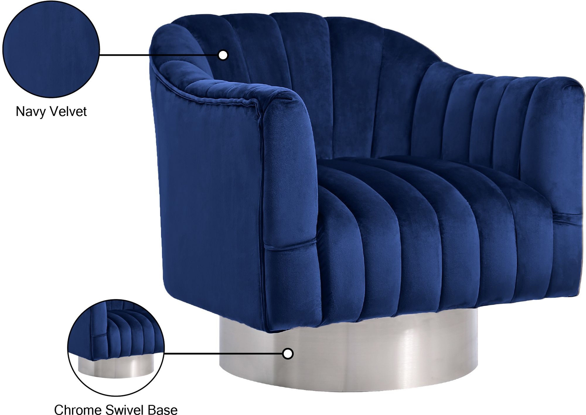 Farrah Velvet Chair with Swivel Base