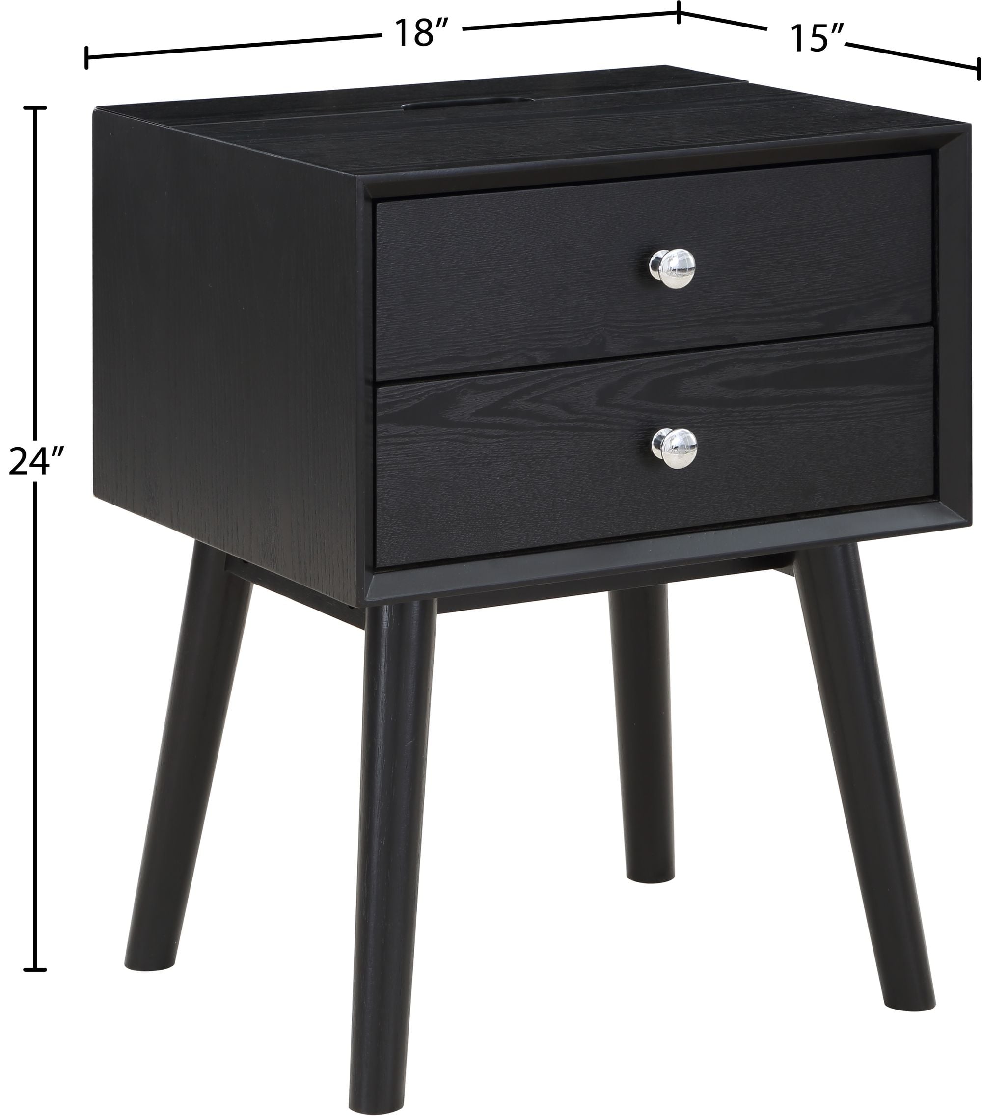 Teddy 2-Drawer Wood Veneer Nightstand