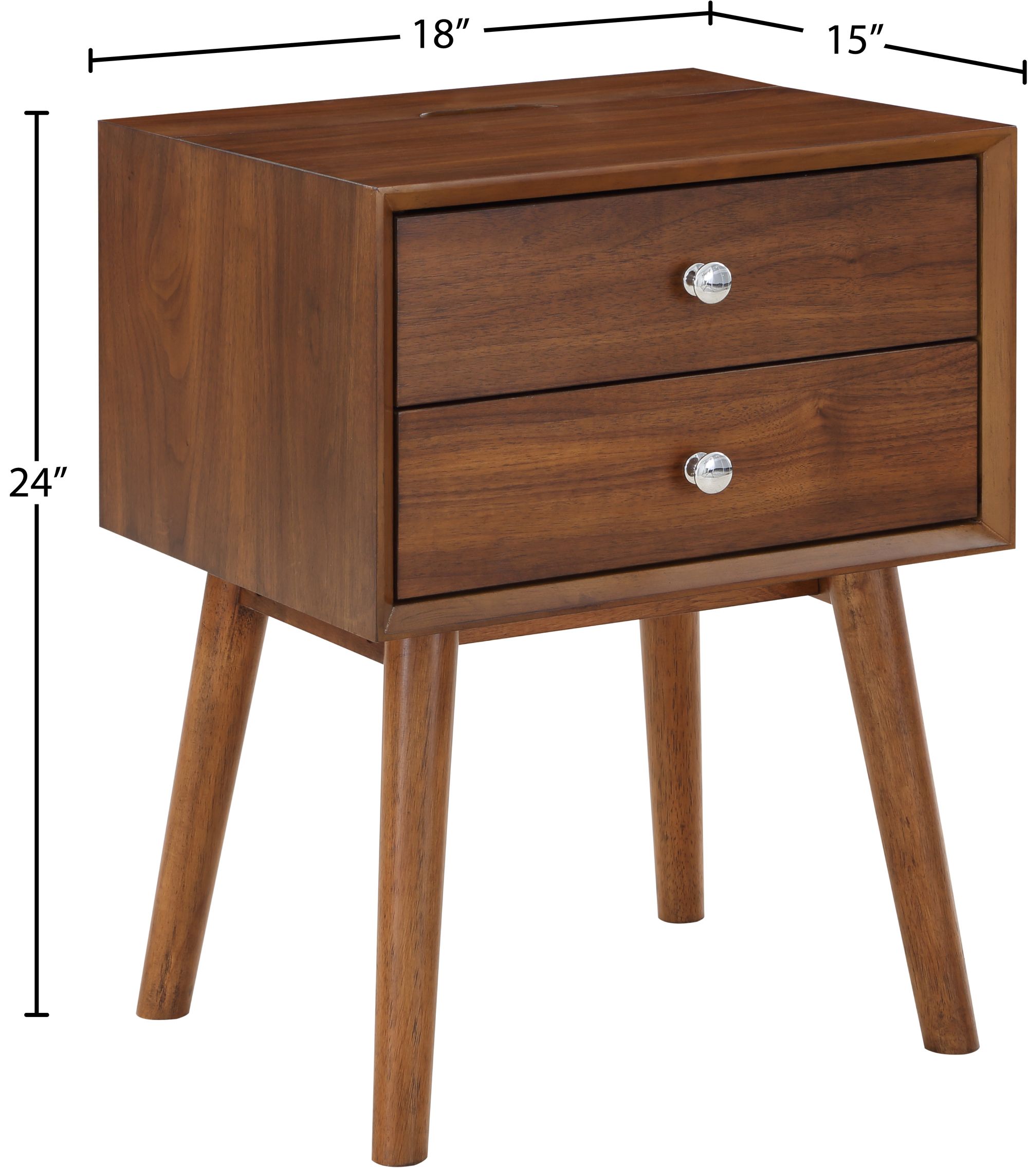 Teddy 2-Drawer Wood Veneer Nightstand