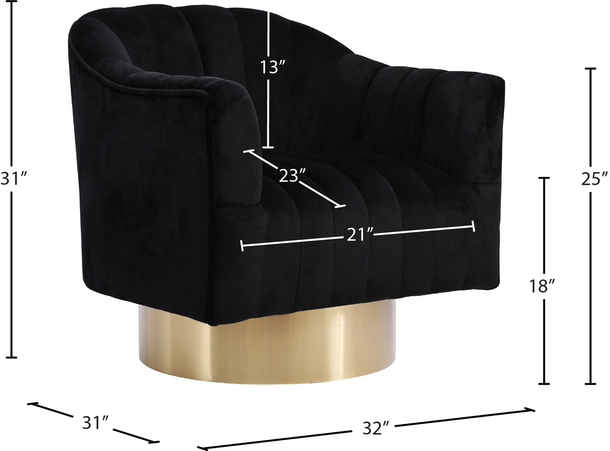 Farrah Velvet Chair with Gold Swivel Base
