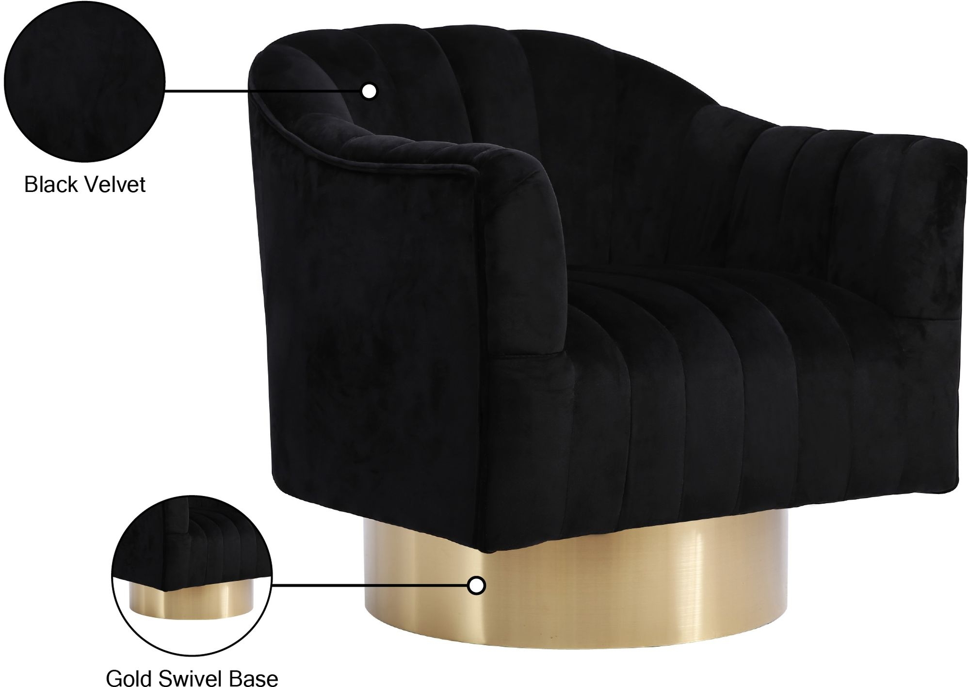 Farrah Velvet Chair with Swivel Base