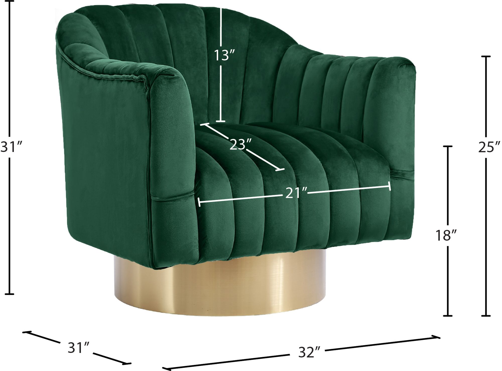 Farrah Velvet Chair with Gold Swivel Base