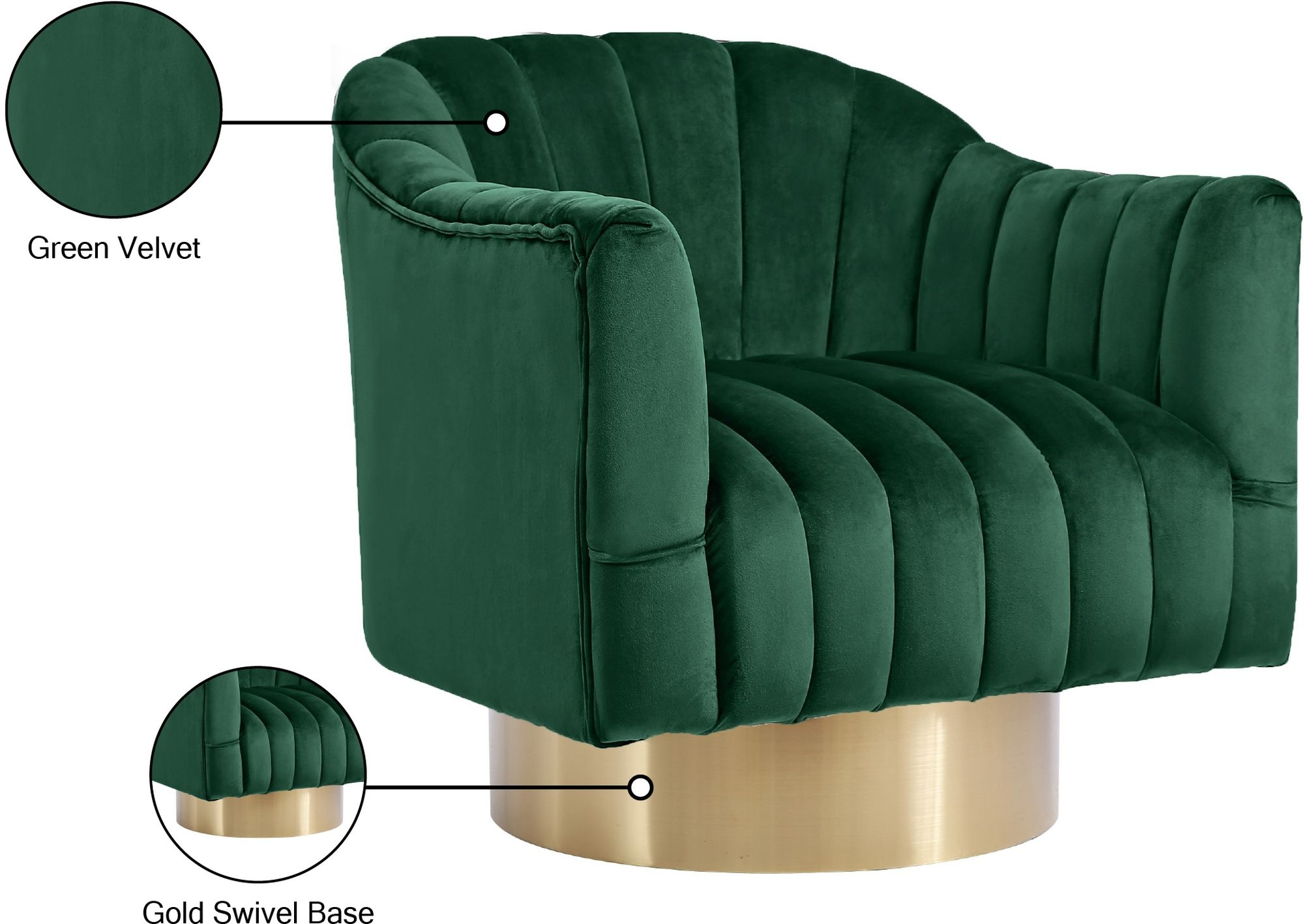 Farrah Velvet Chair with Swivel Base
