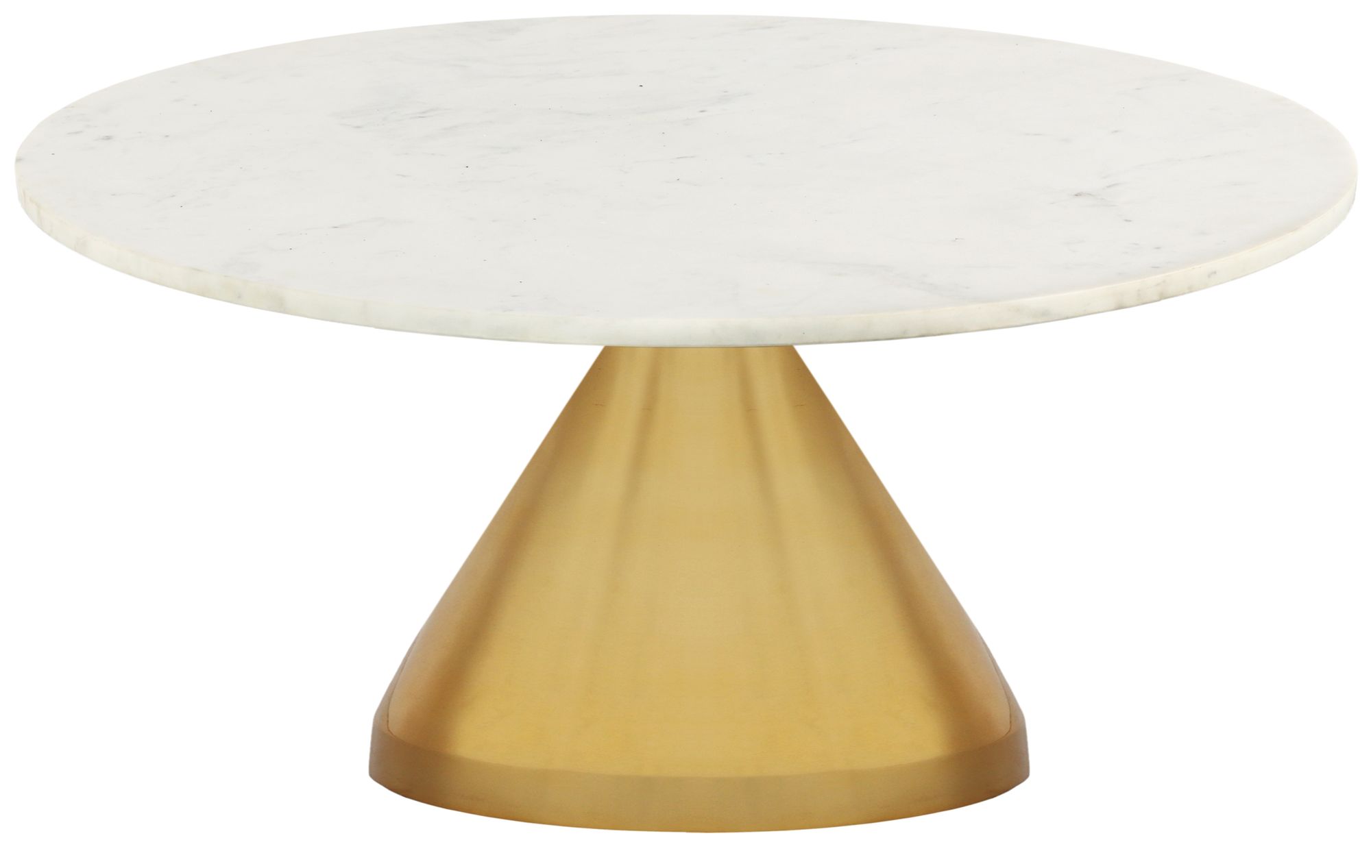 Emery 36" Round Marble Coffee Table with Brushed Gold Stainless Steel Base