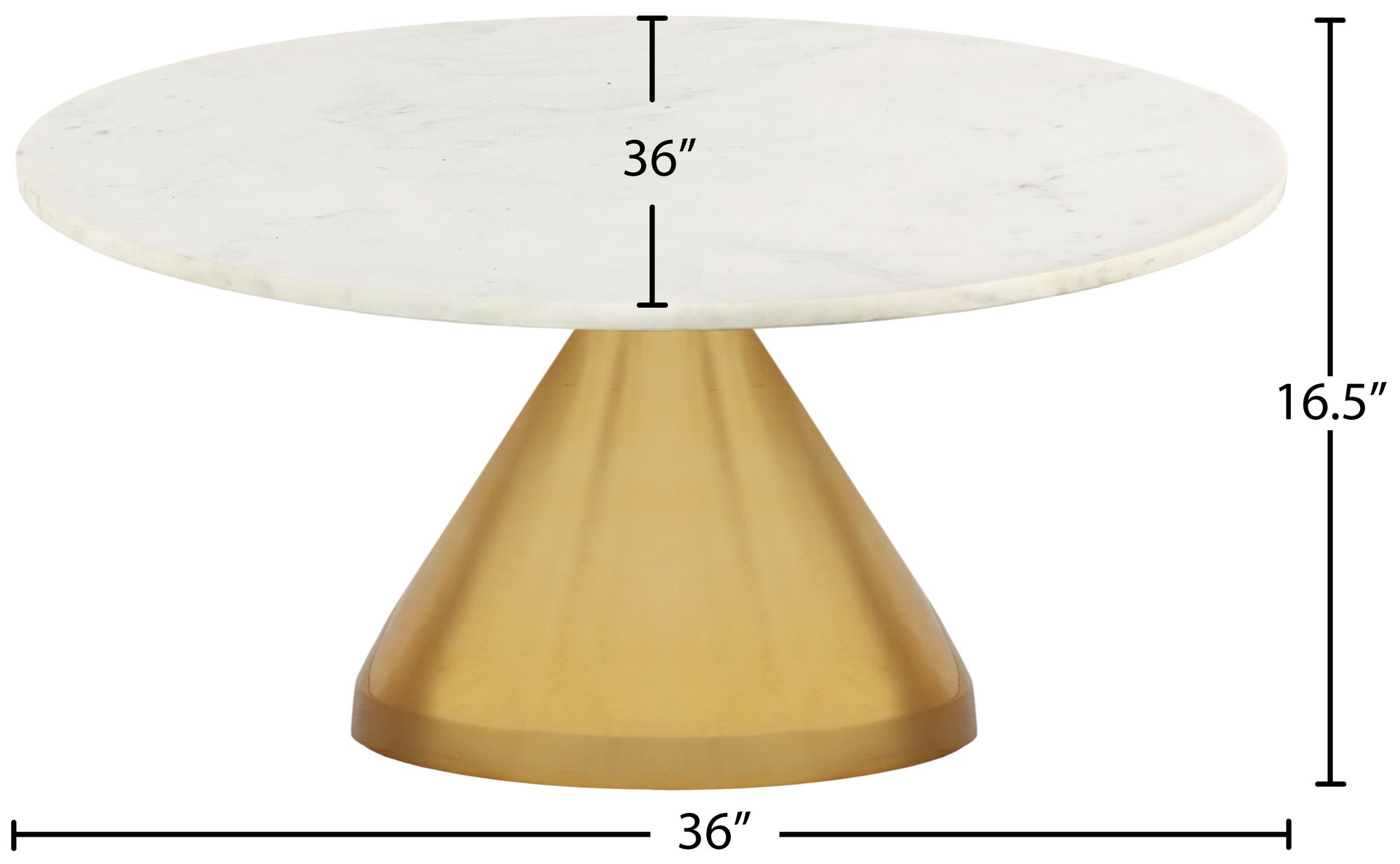 Emery 36" Round Marble Coffee Table with Brushed Gold Stainless Steel Base