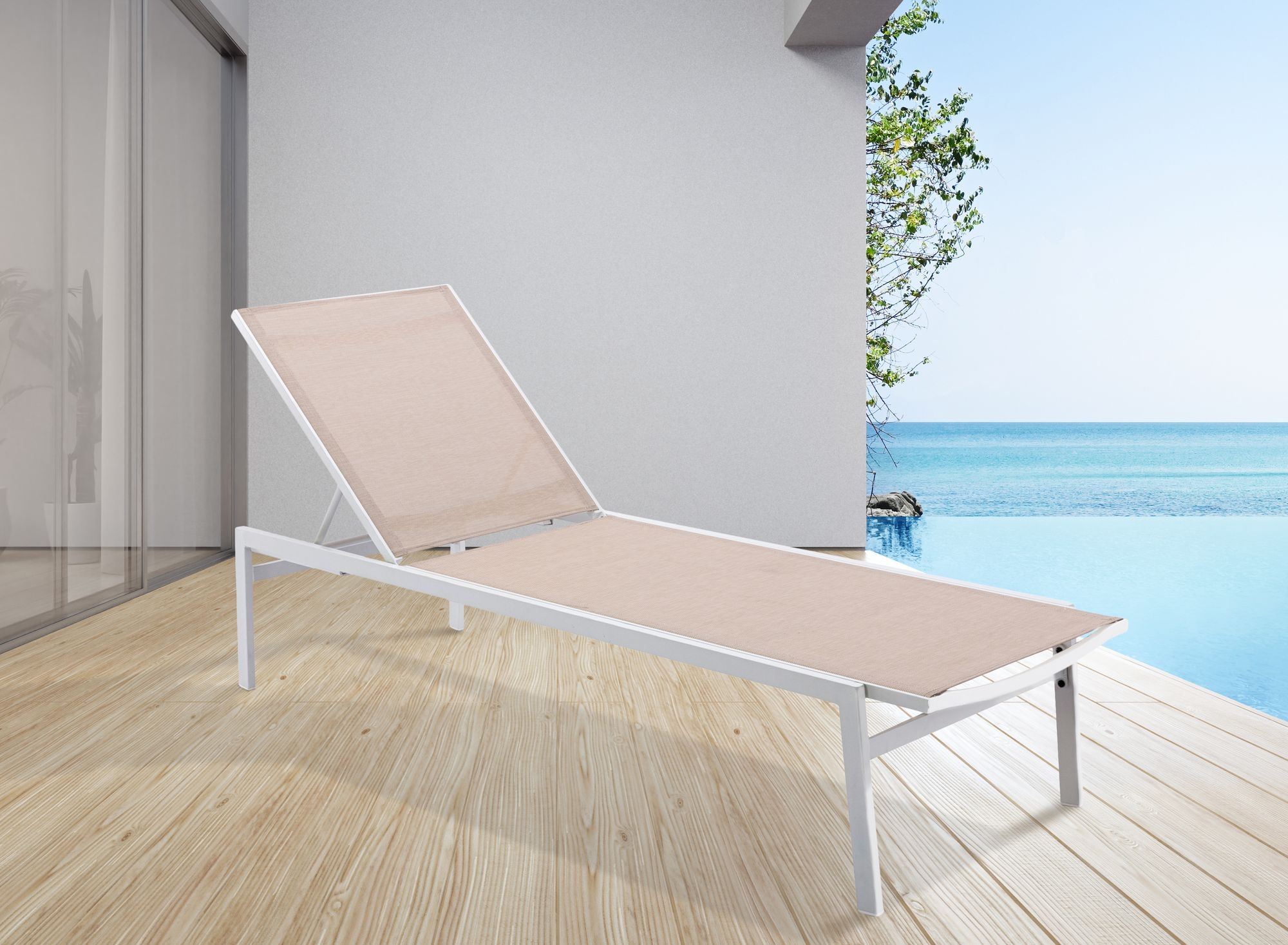 Santorini Outdoor Patio Mesh Waterproof Fabric Chaise Lounge Chair