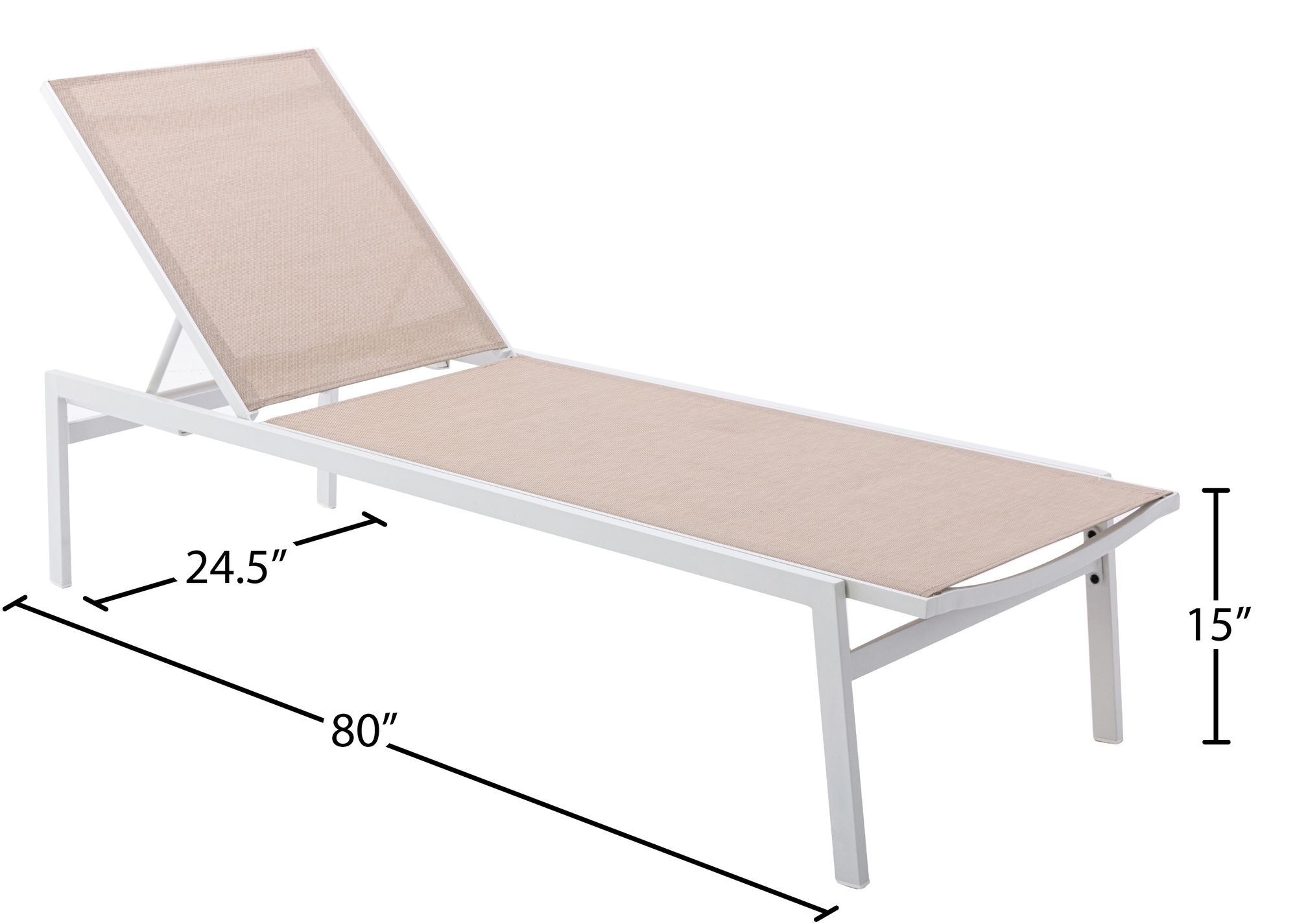 Santorini Outdoor Patio Mesh Waterproof Fabric Chaise Lounge Chair