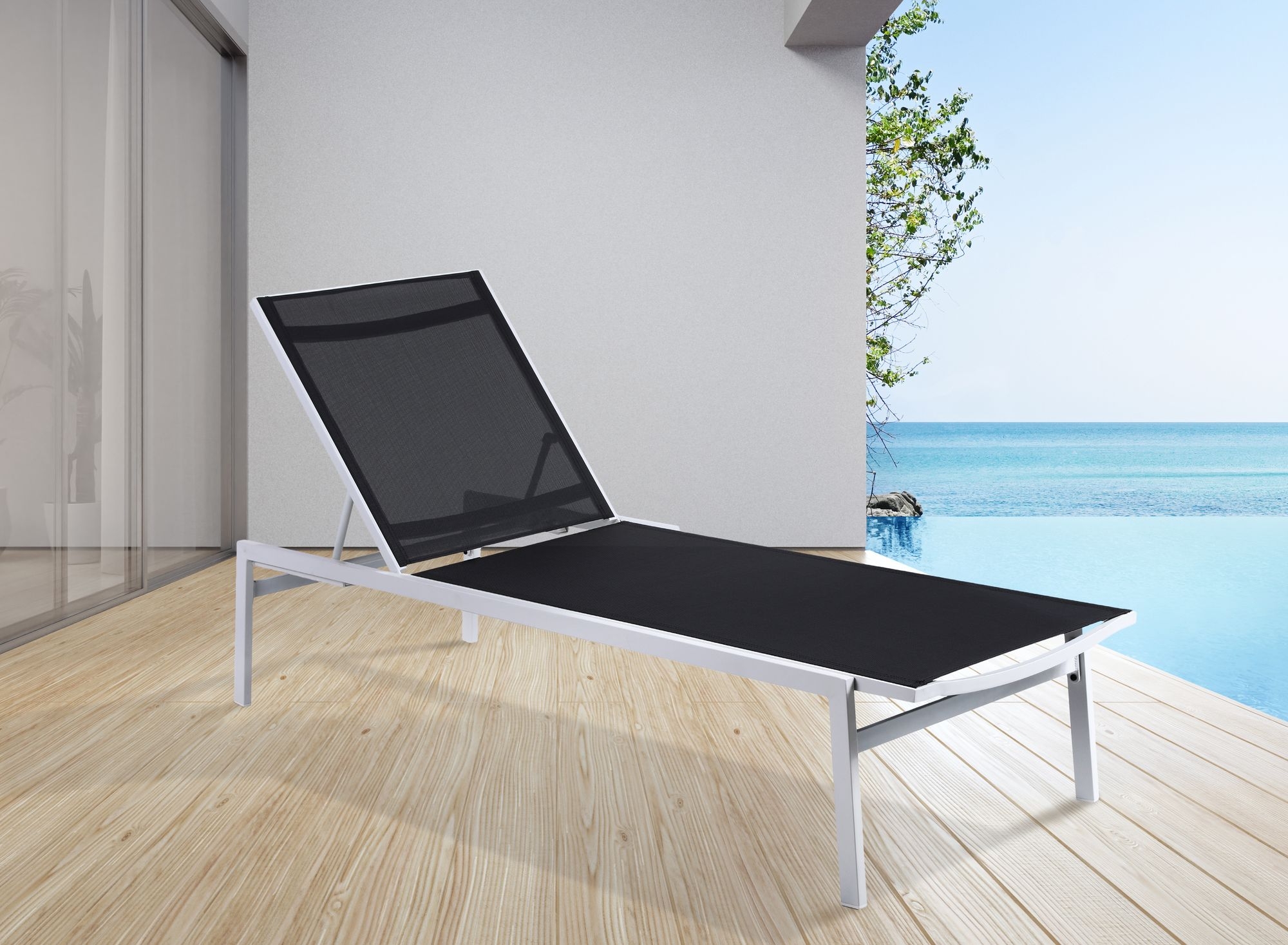 Santorini Outdoor Patio Mesh Waterproof Fabric Chaise Lounge Chair