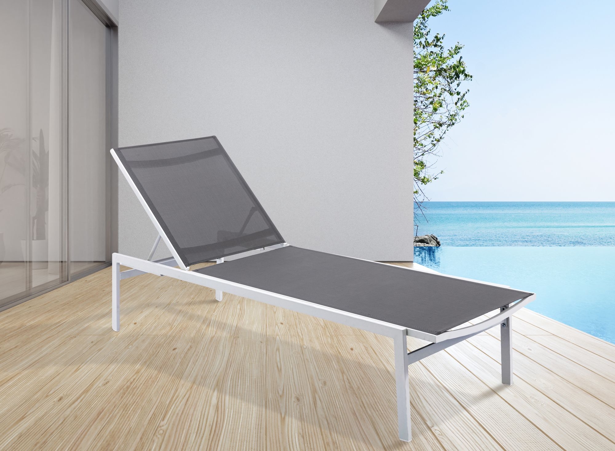 Santorini Outdoor Patio Mesh Waterproof Fabric Chaise Lounge Chair
