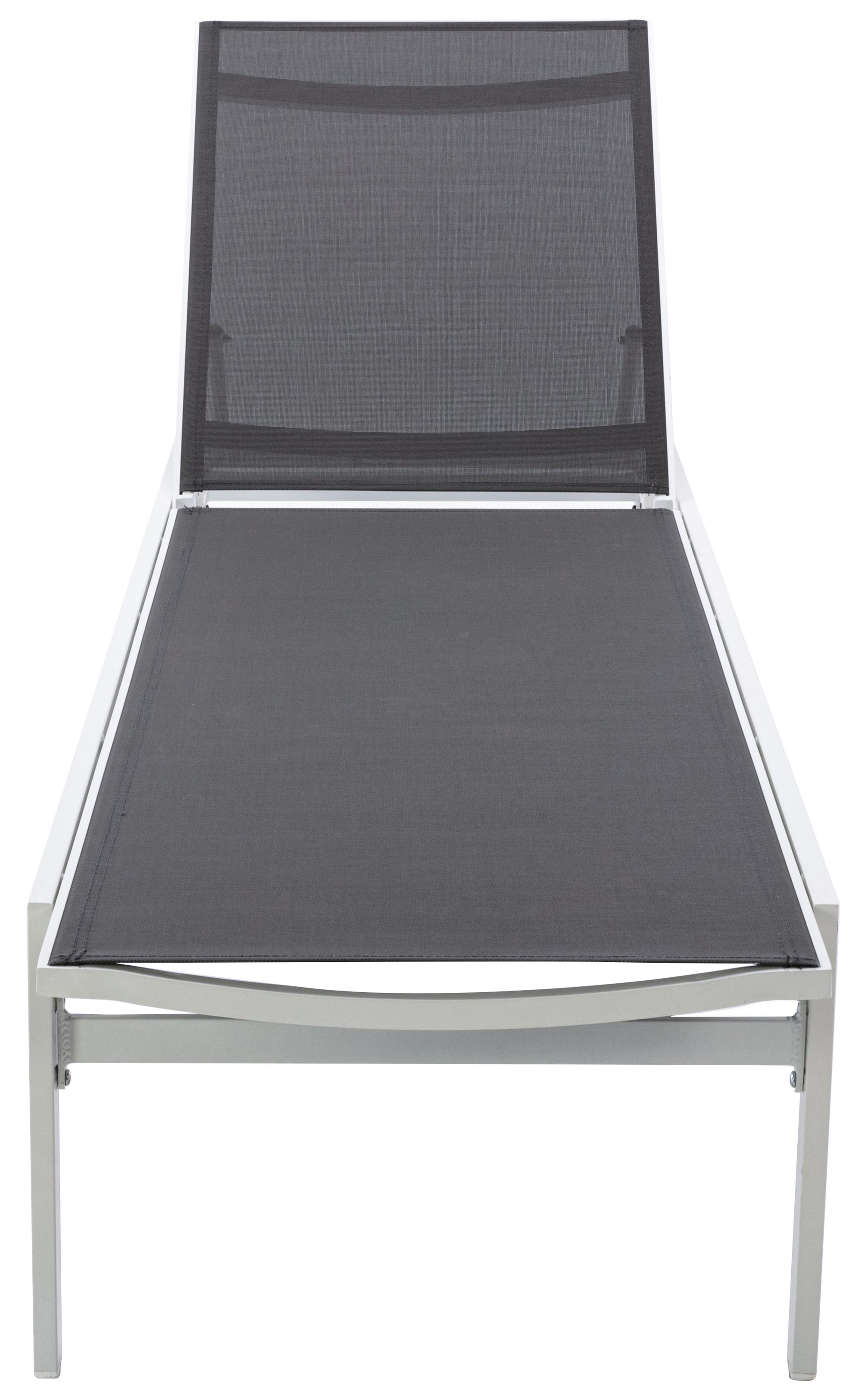 Santorini Outdoor Patio Mesh Waterproof Fabric Chaise Lounge Chair with White Aluminum Frame
