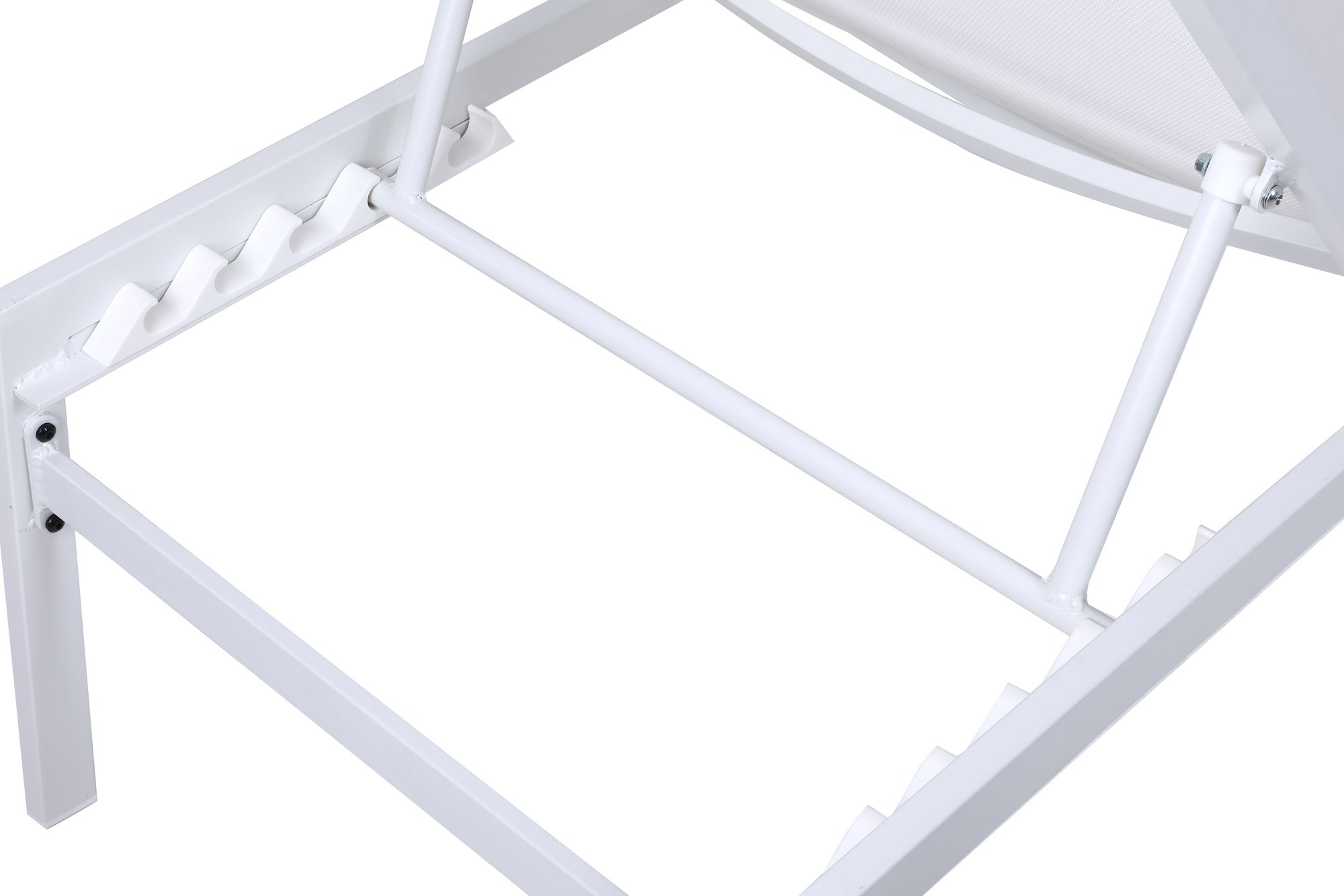 Santorini Outdoor Patio Mesh Waterproof Fabric Chaise Lounge Chair with White Aluminum Frame