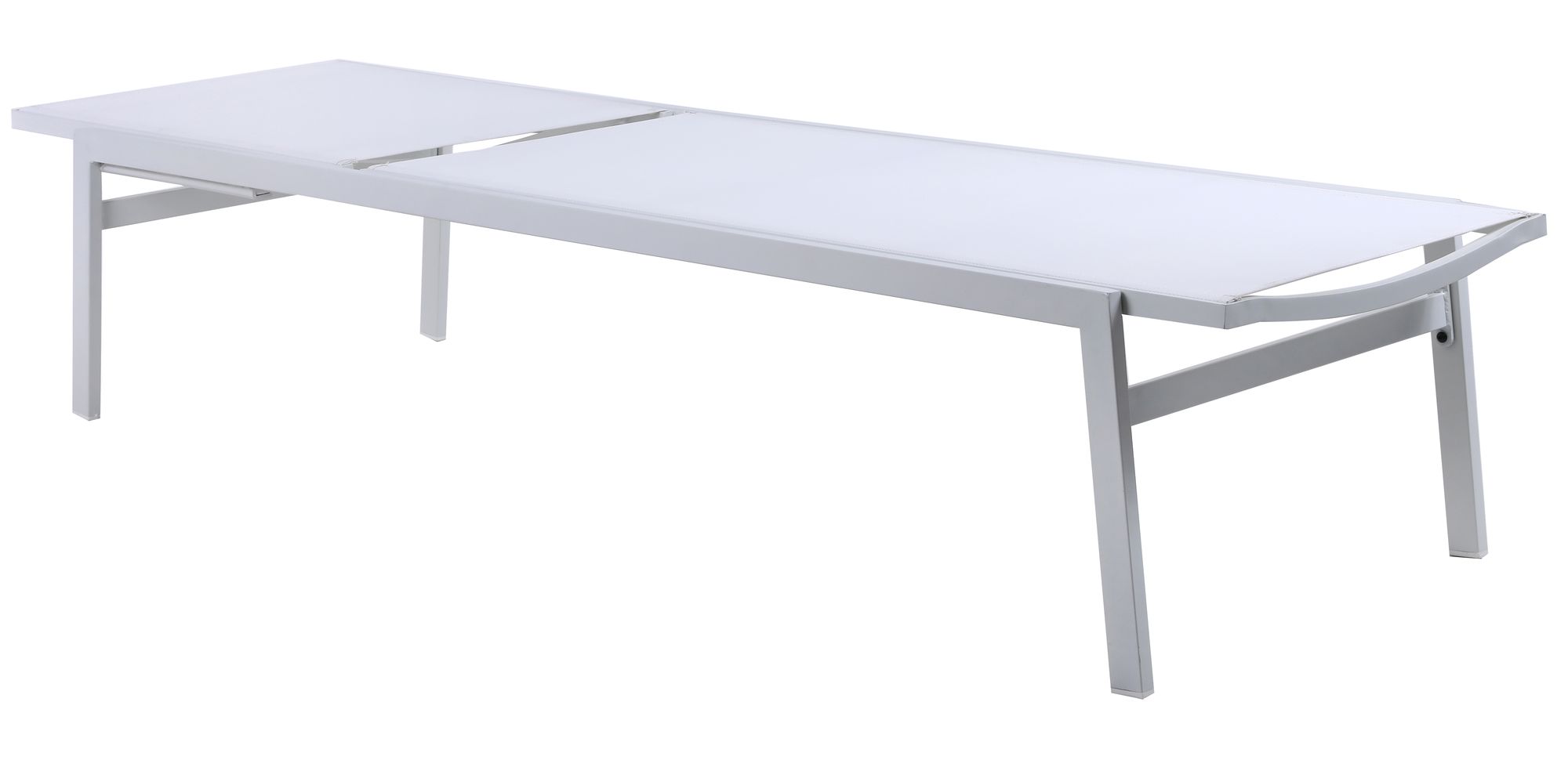 Santorini Outdoor Patio Mesh Waterproof Fabric Chaise Lounge Chair with White Aluminum Frame