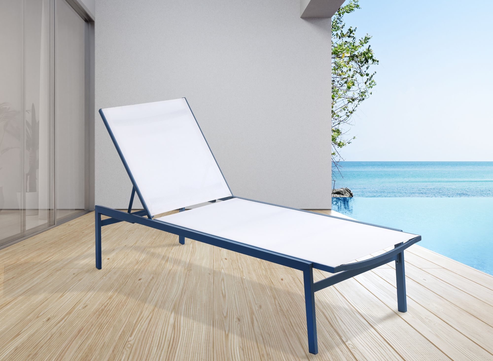 Santorini Outdoor Patio Mesh Waterproof Fabric Chaise Lounge Chair