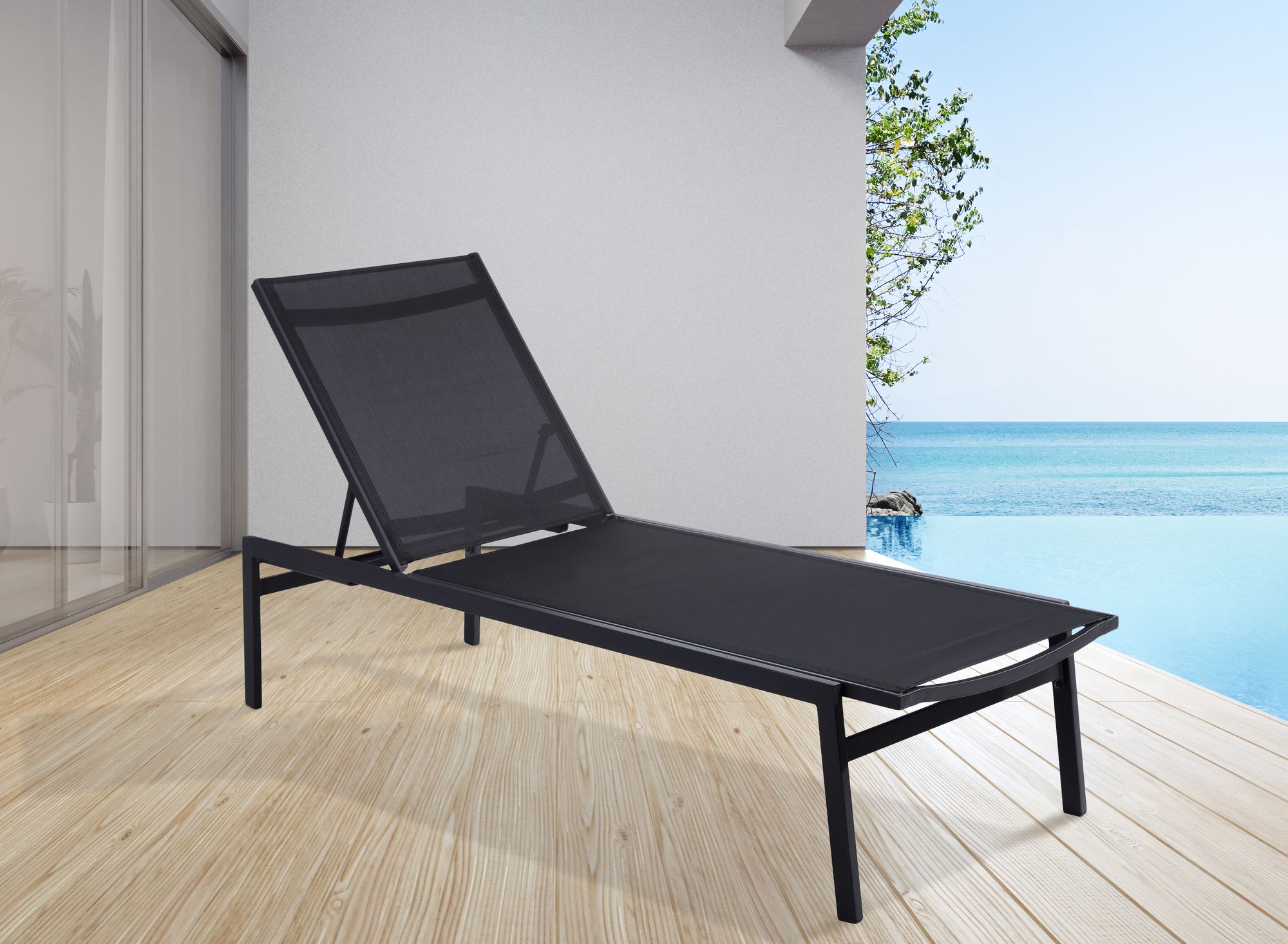 Santorini Outdoor Patio Mesh Waterproof Fabric Chaise Lounge Chair