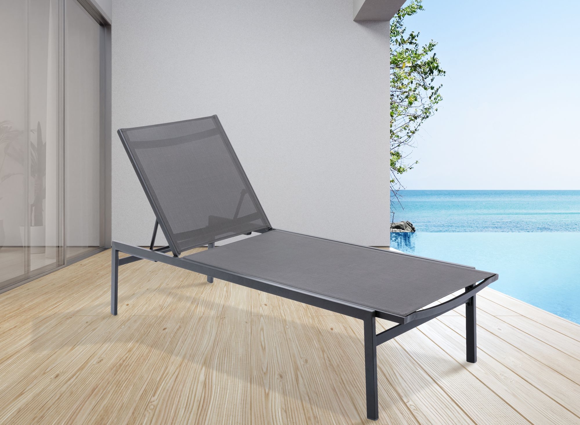 Santorini Outdoor Patio Mesh Waterproof Fabric Chaise Lounge Chair