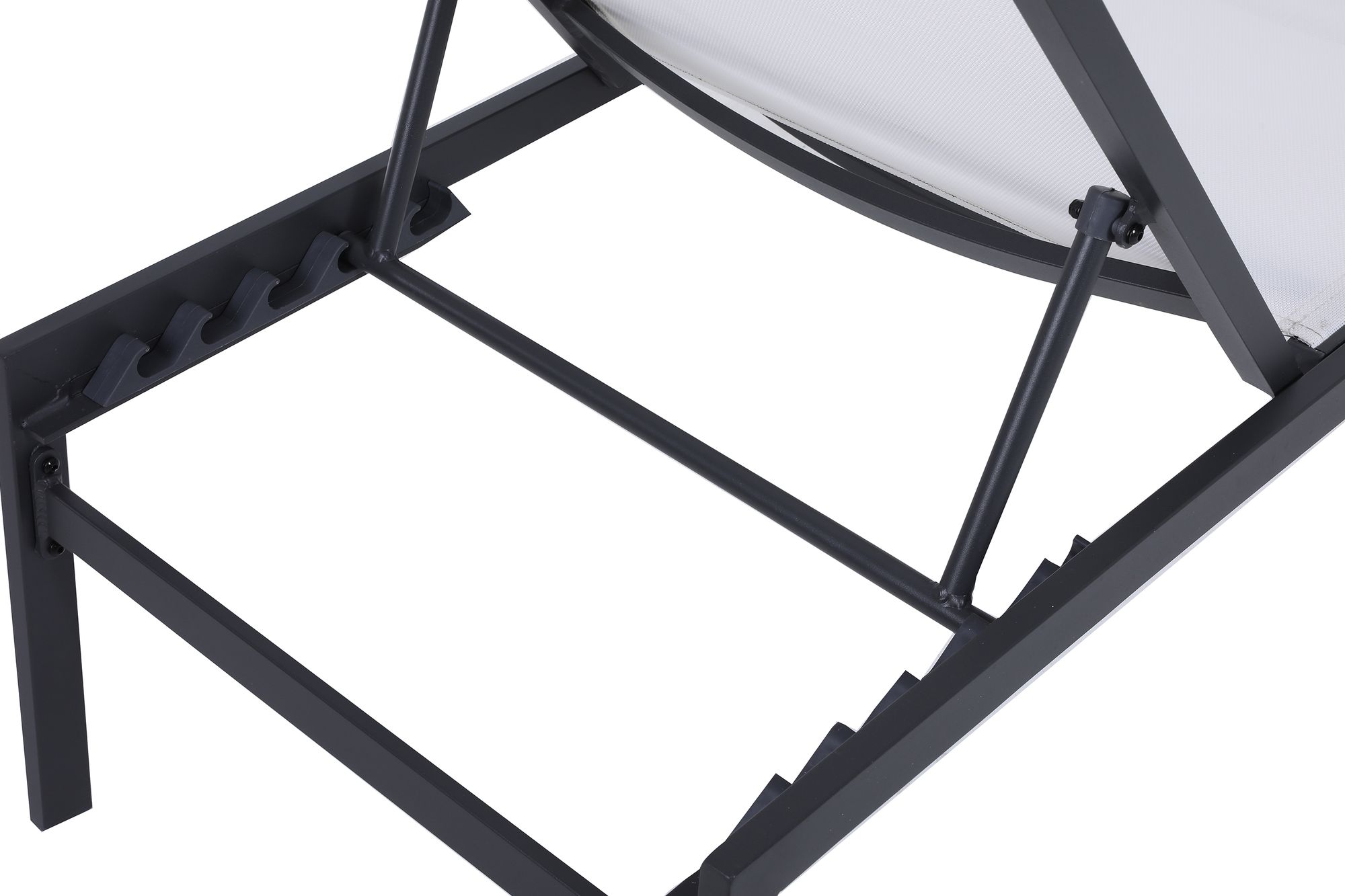 Santorini Outdoor Patio Mesh Waterproof Fabric Chaise Lounge Chair with Dark Grey Aluminum Frame