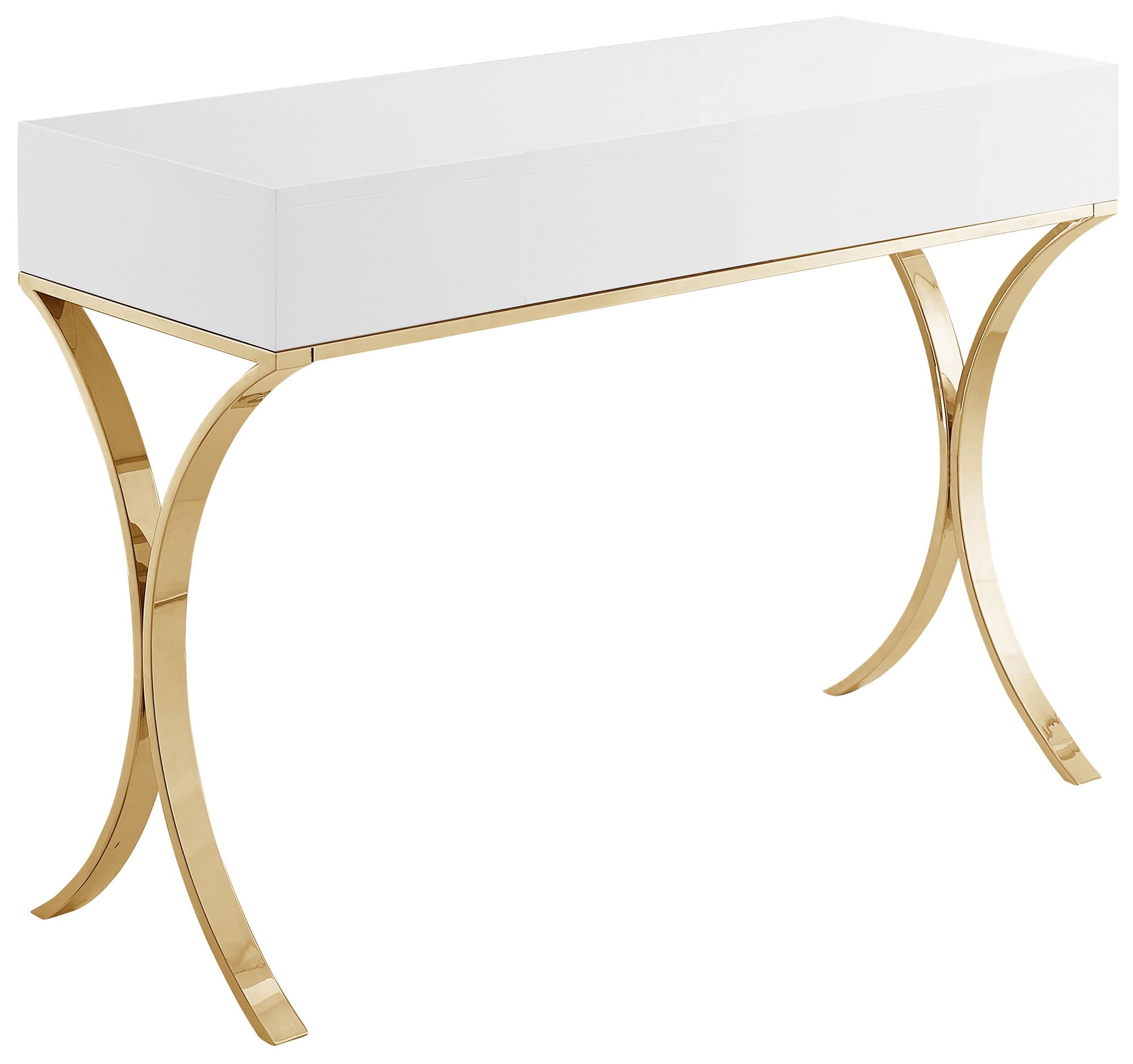 Monroe 2-Drawer Vanity Table with Stainless Steel Legs & Handles