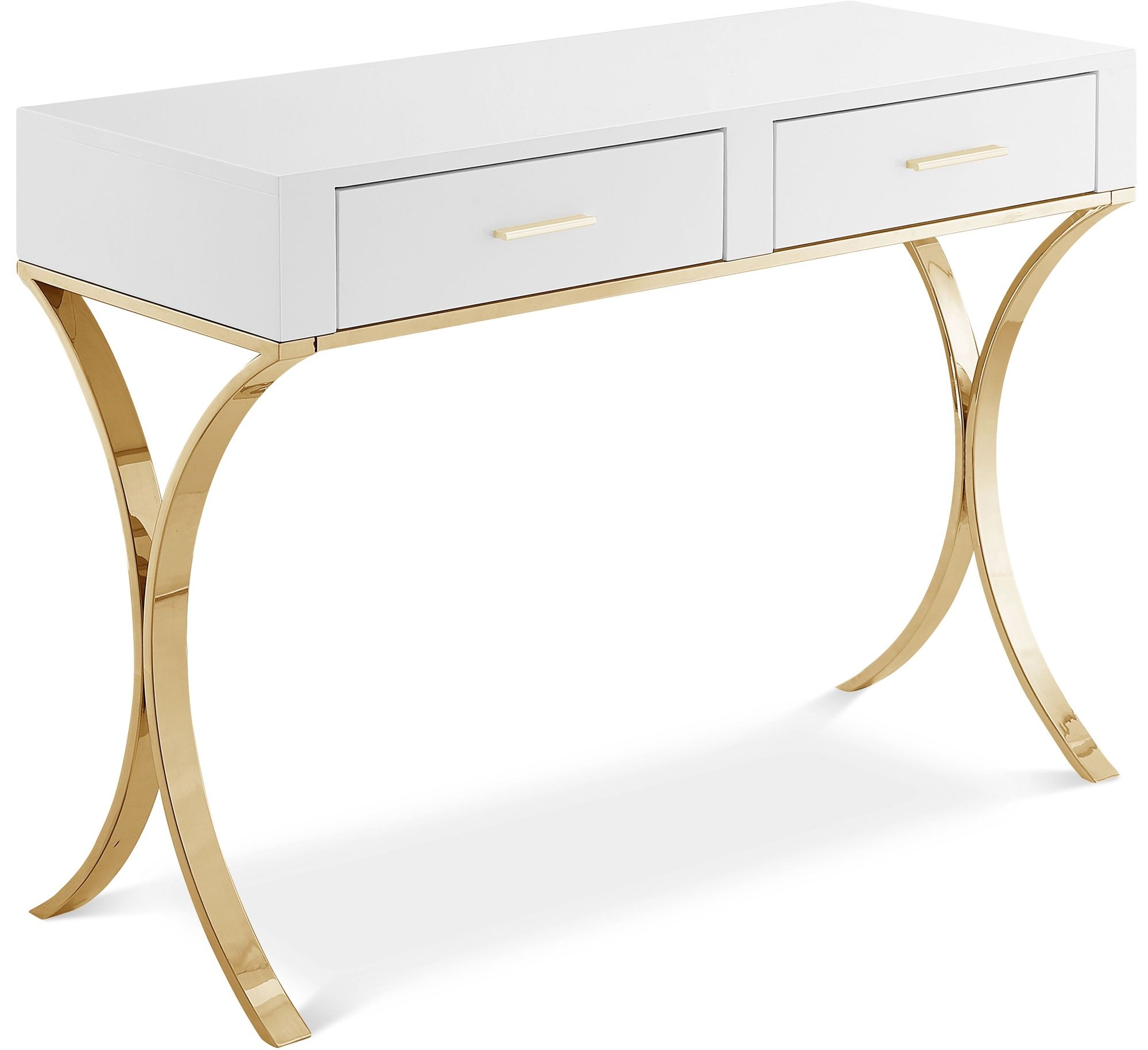 Monroe 2-Drawer Vanity Table with Stainless Steel Legs & Handles