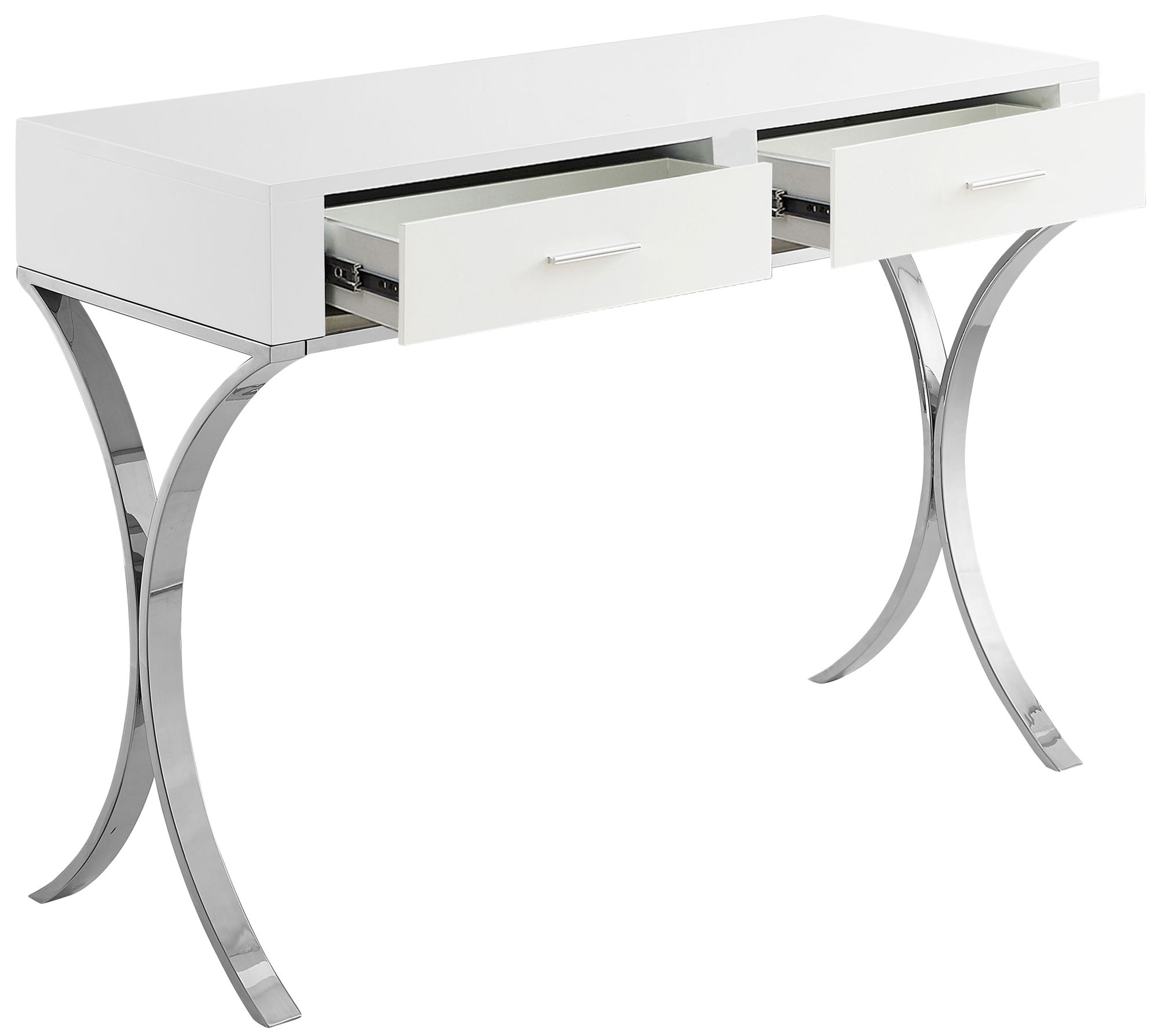 Monroe 2-Drawer Vanity Table with Stainless Steel Legs & Handles