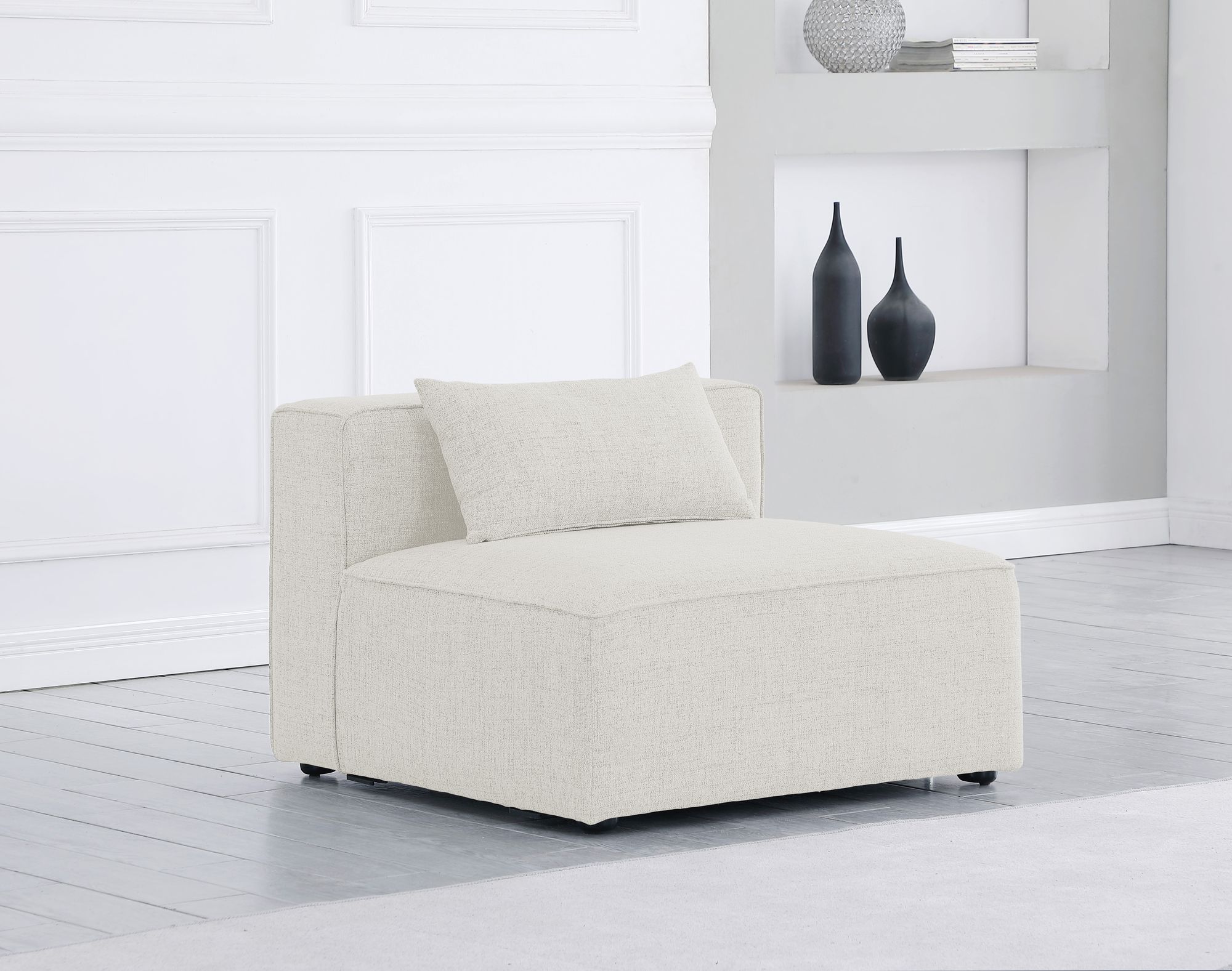 Cube Linen Fabric Armless Chair
