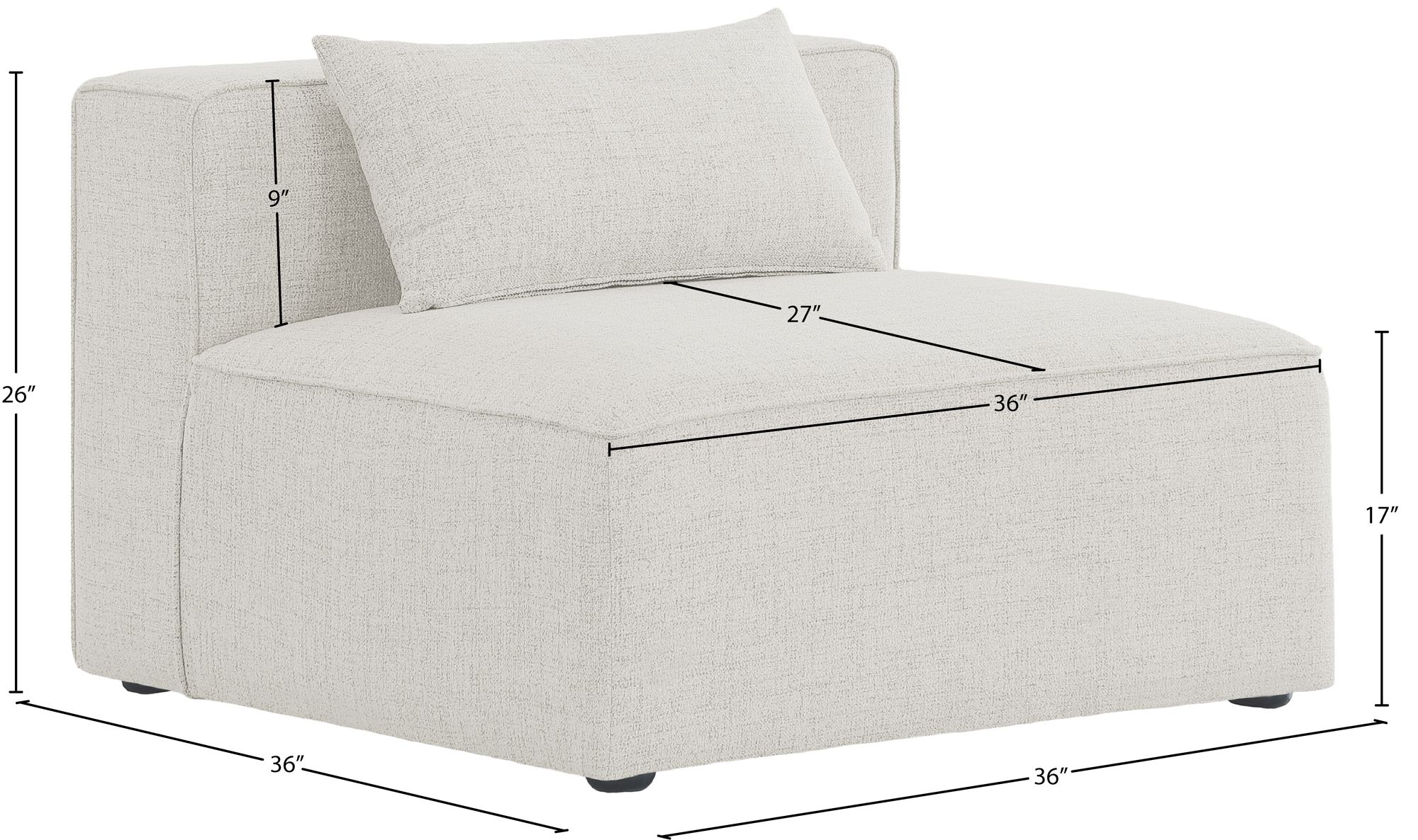 Cube Linen Fabric Armless Chair