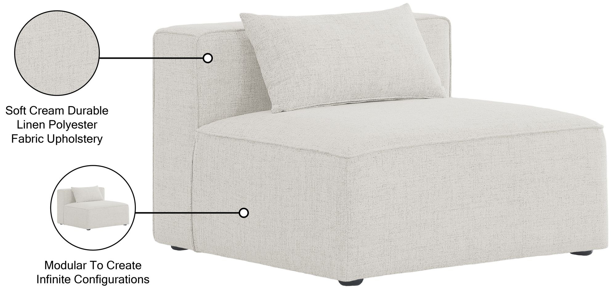 Cube Linen Fabric Armless Chair