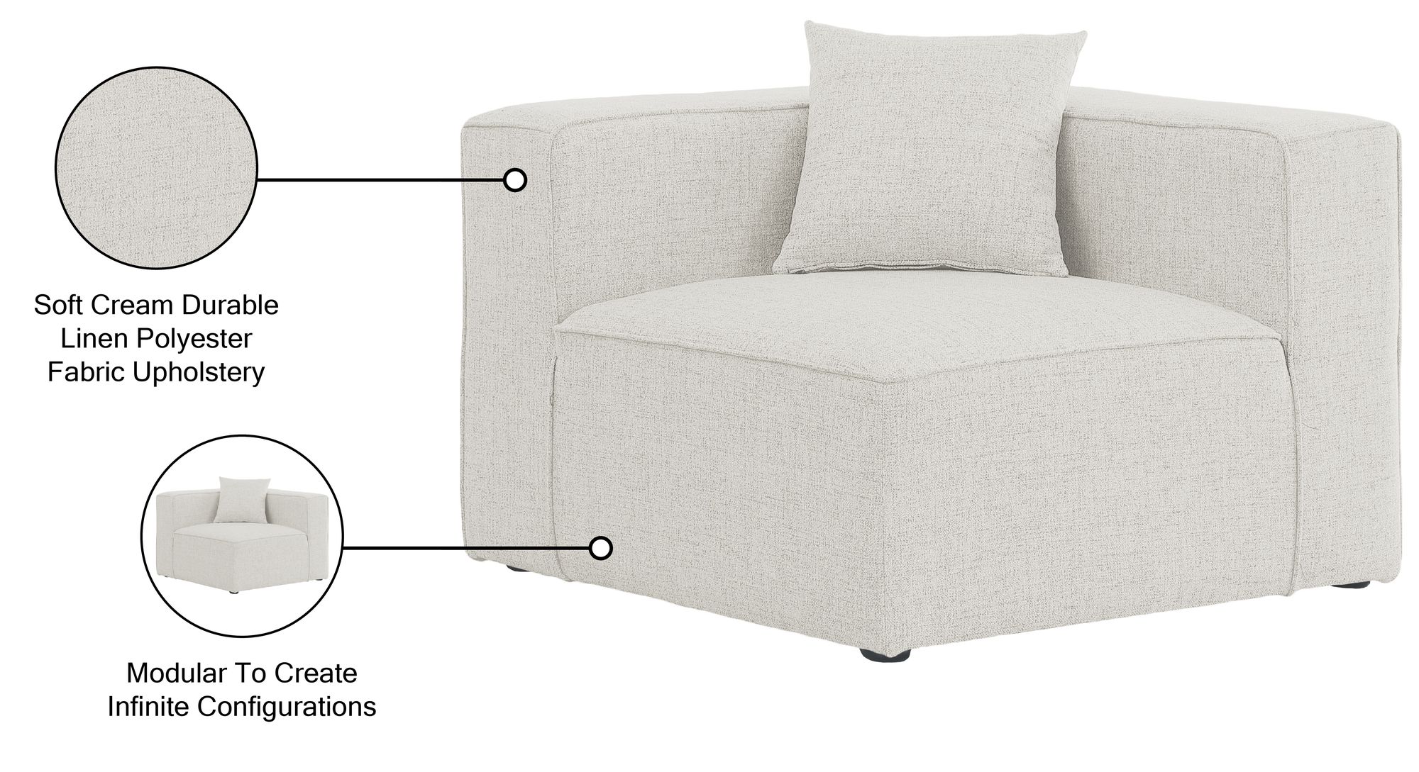 Cube Linen Fabric Corner Chair