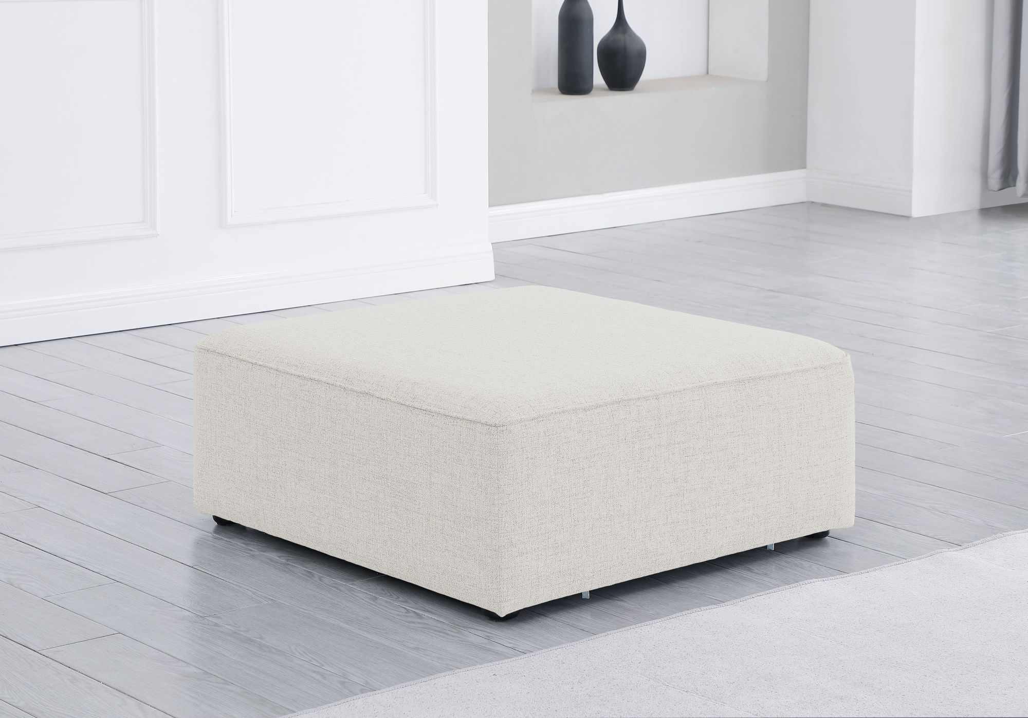 Cube Linen Fabric Ottoman