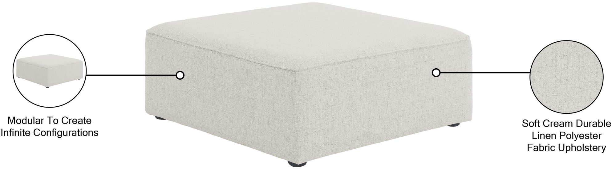 Cube Linen Fabric Ottoman