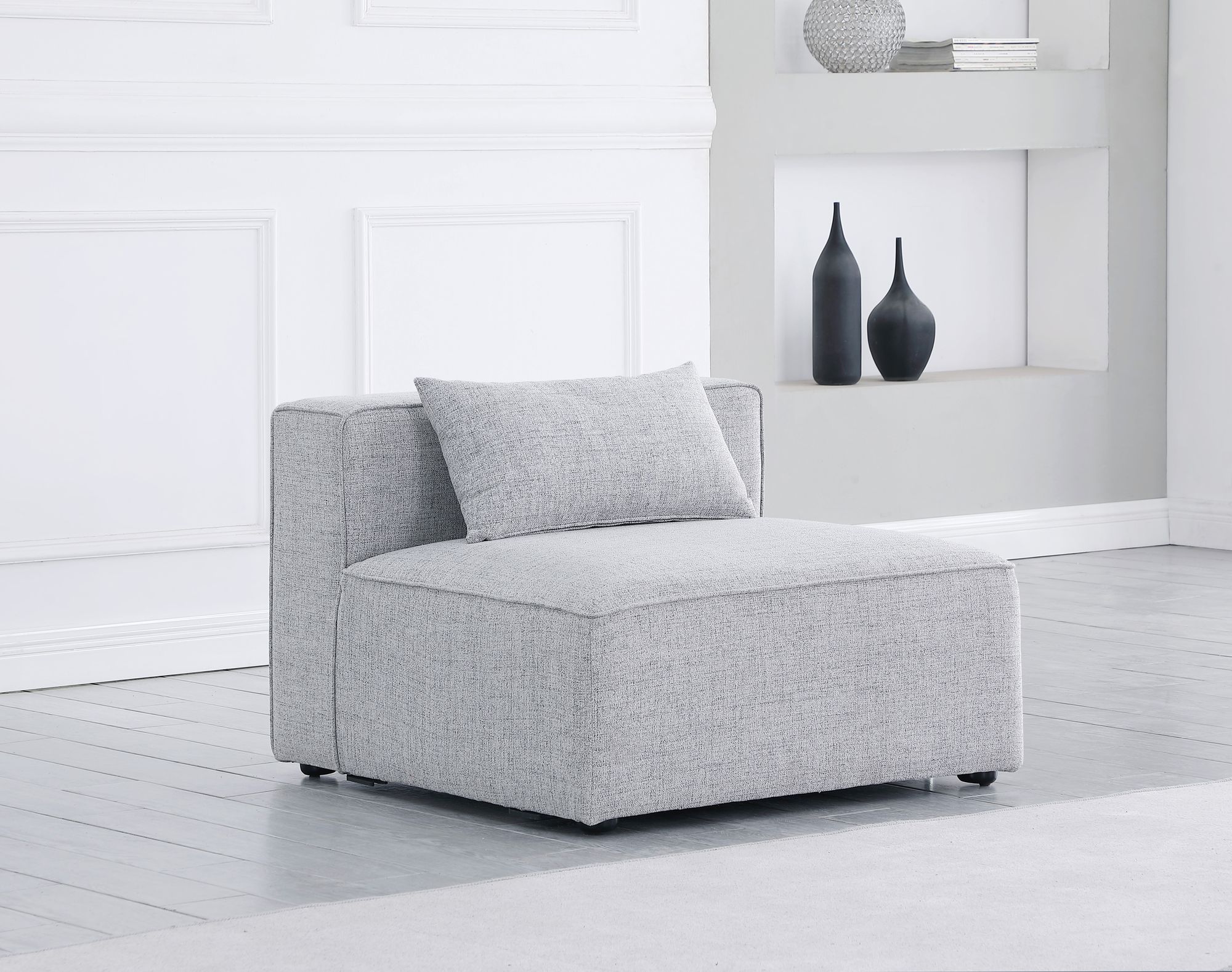 Cube Linen Fabric Armless Chair