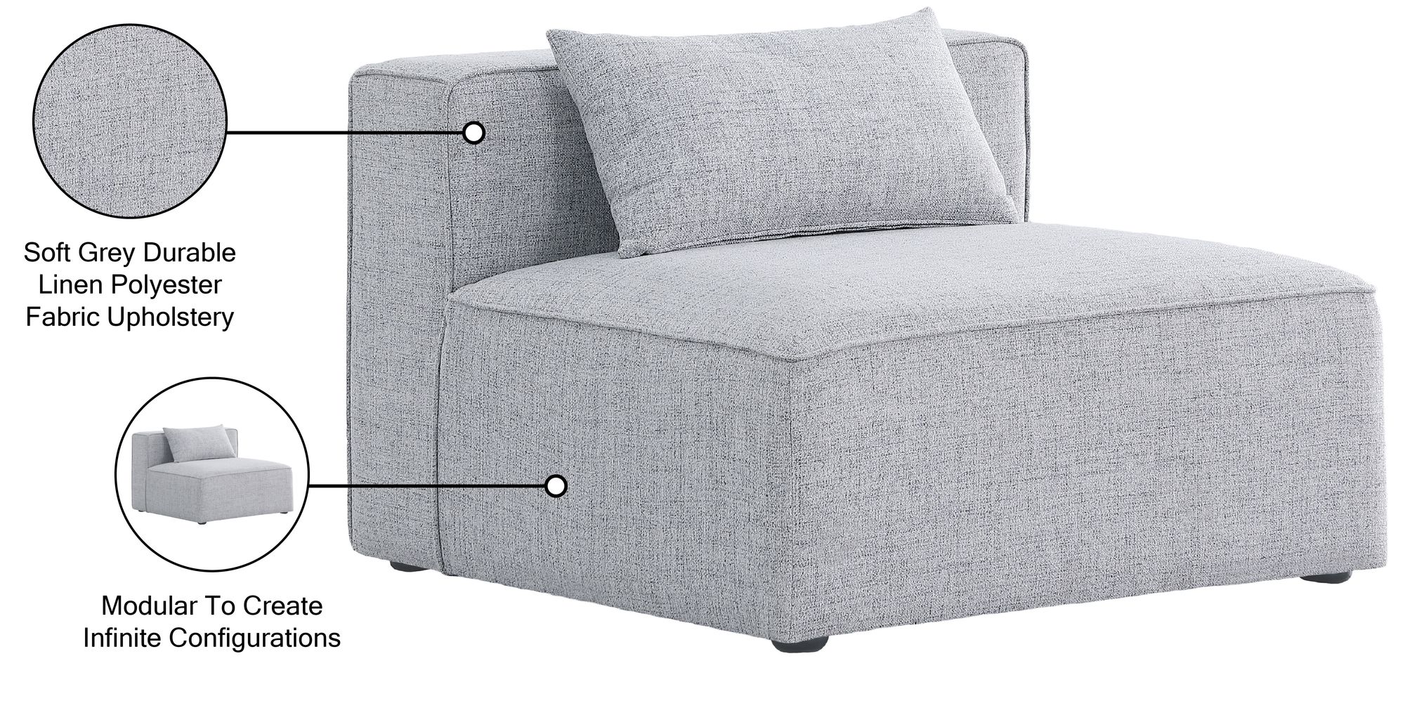 Cube Linen Fabric Armless Chair