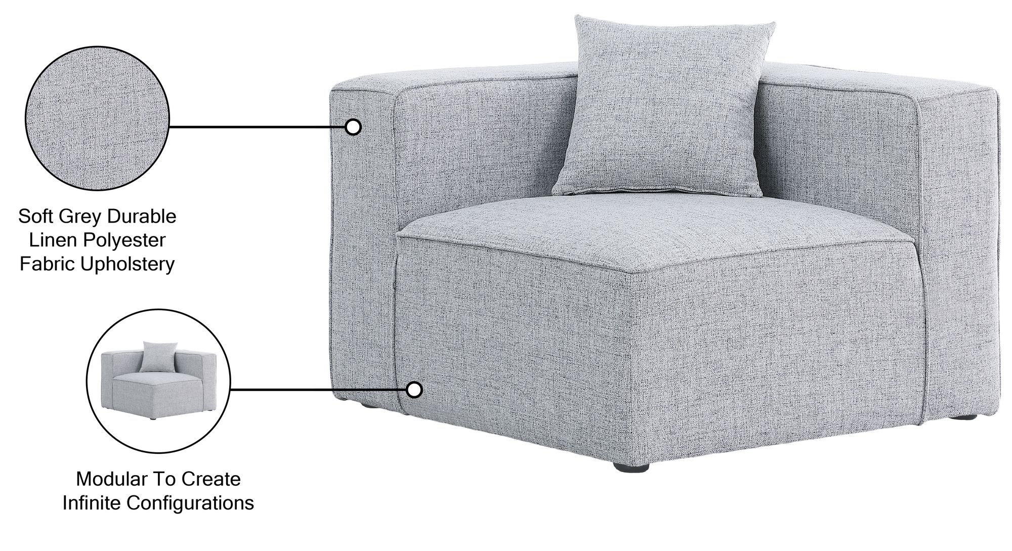 Cube Linen Fabric Corner Chair