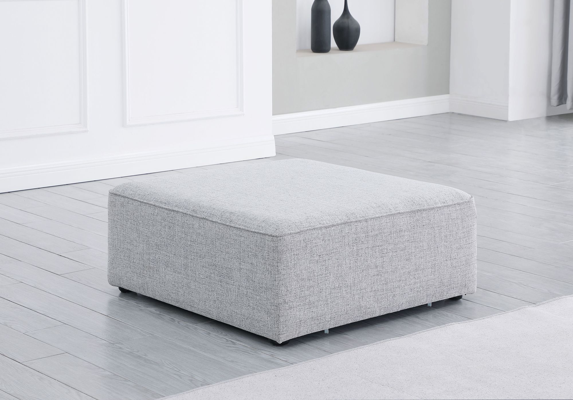 Cube Linen Fabric Ottoman