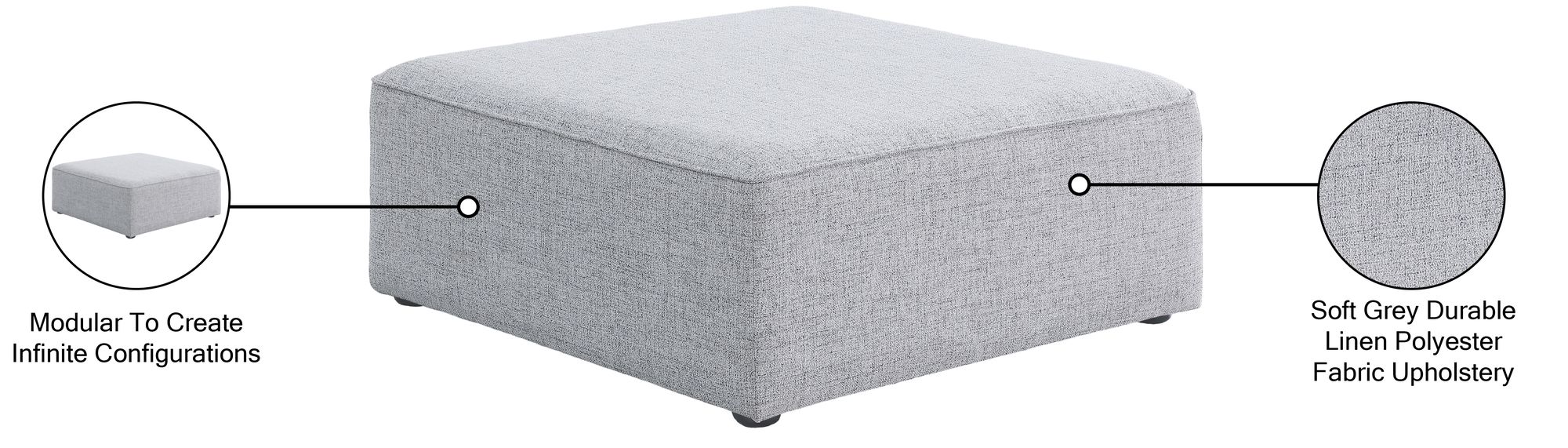 Cube Linen Fabric Ottoman