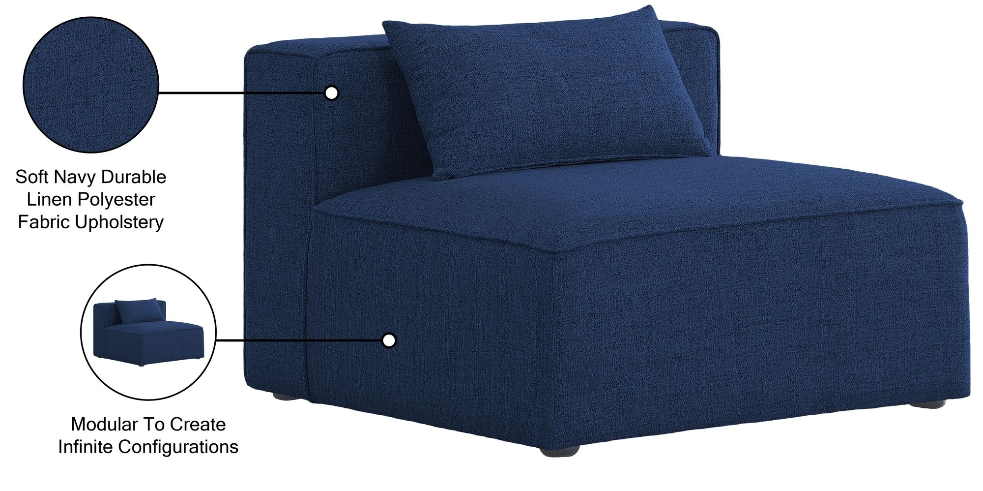 Cube Linen Fabric Armless Chair