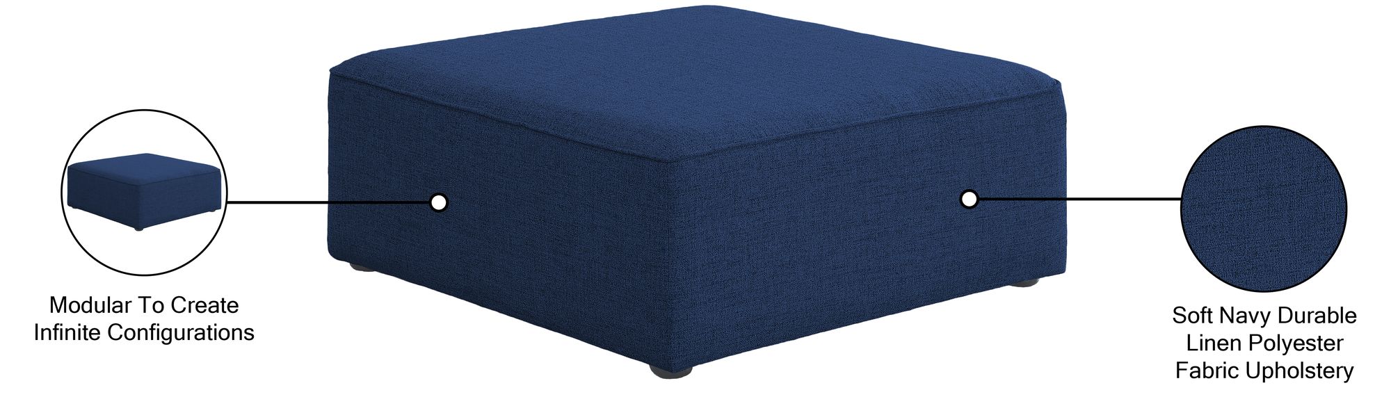 Cube Linen Fabric Ottoman