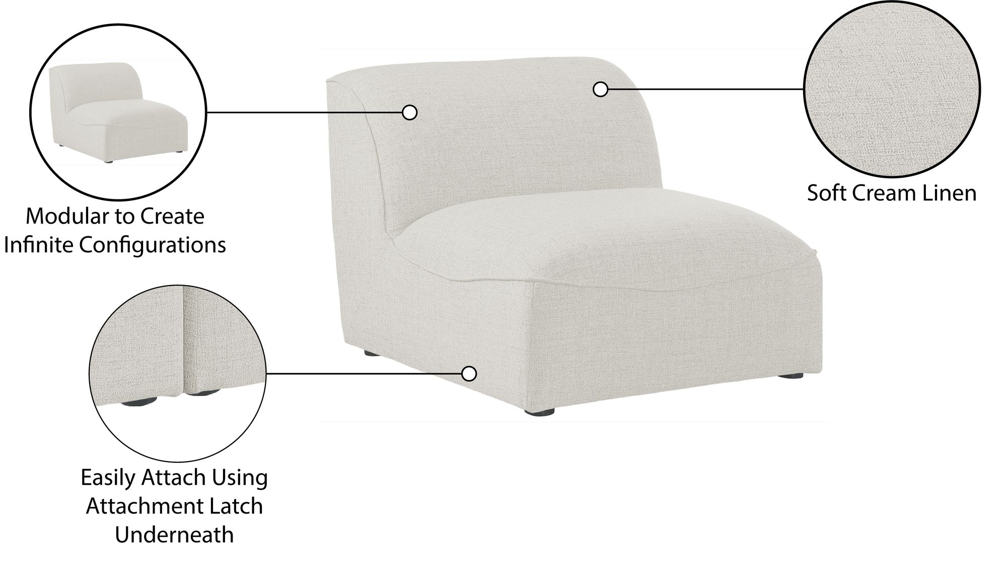 Miramar Linen Modular Armless Chair