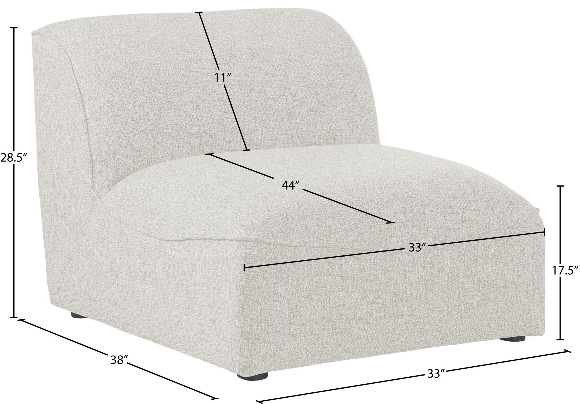 Miramar Linen Modular Armless Chair