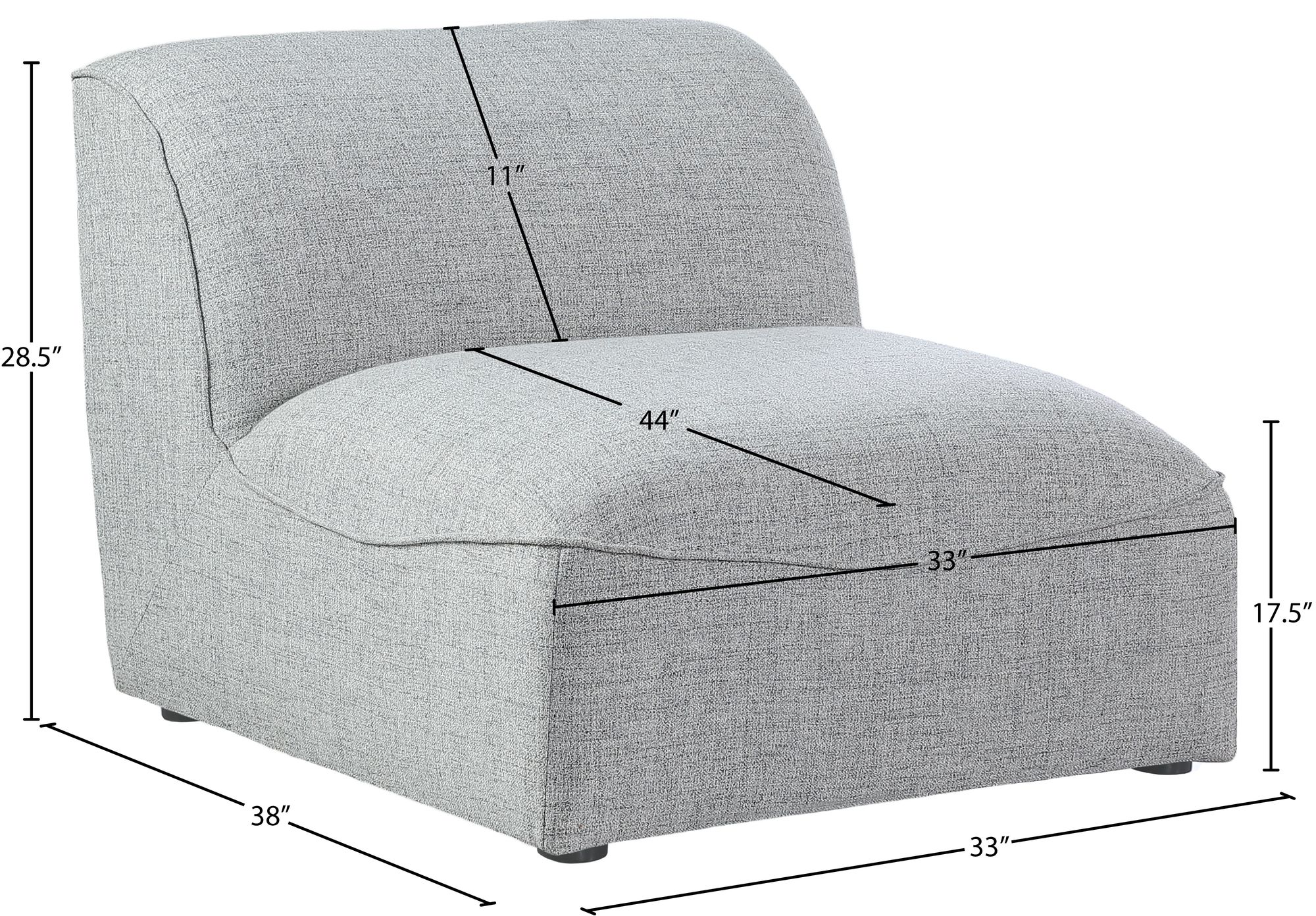 Miramar Linen Modular Armless Chair