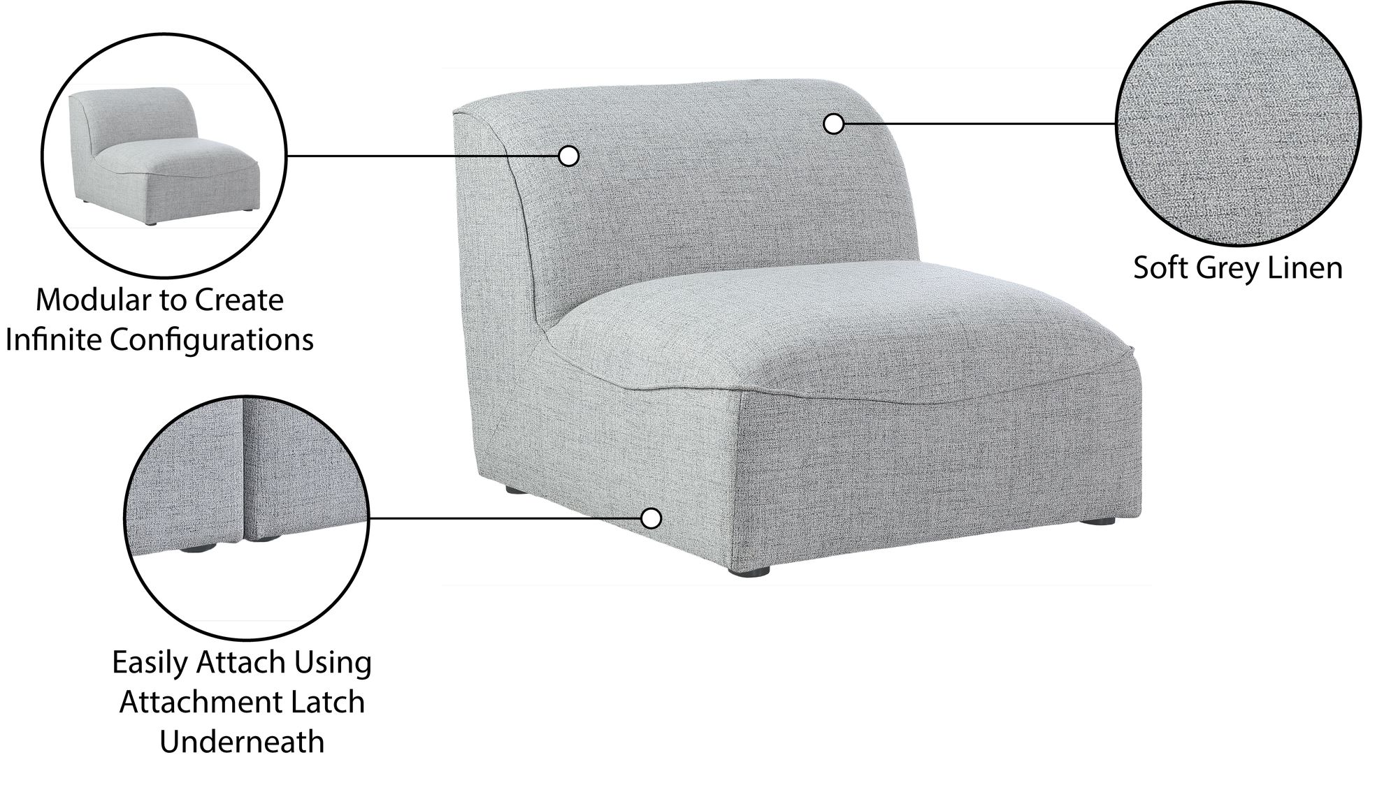 Miramar Linen Modular Armless Chair