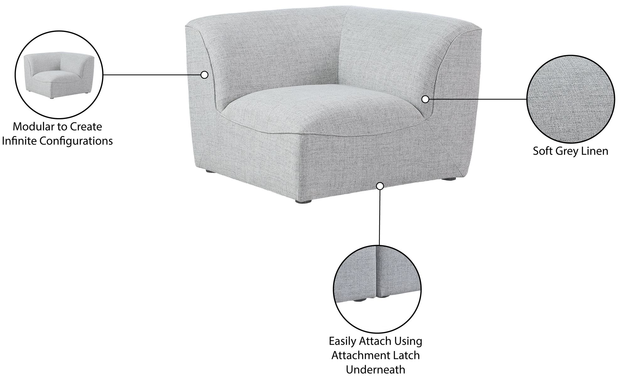 Miramar Linen Modular Corner Chair