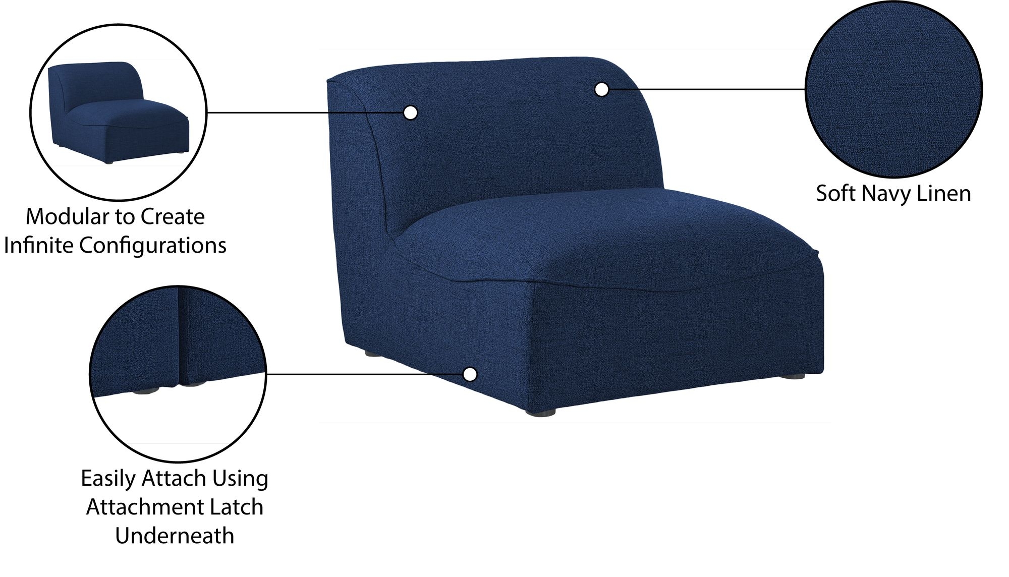 Miramar Linen Modular Armless Chair
