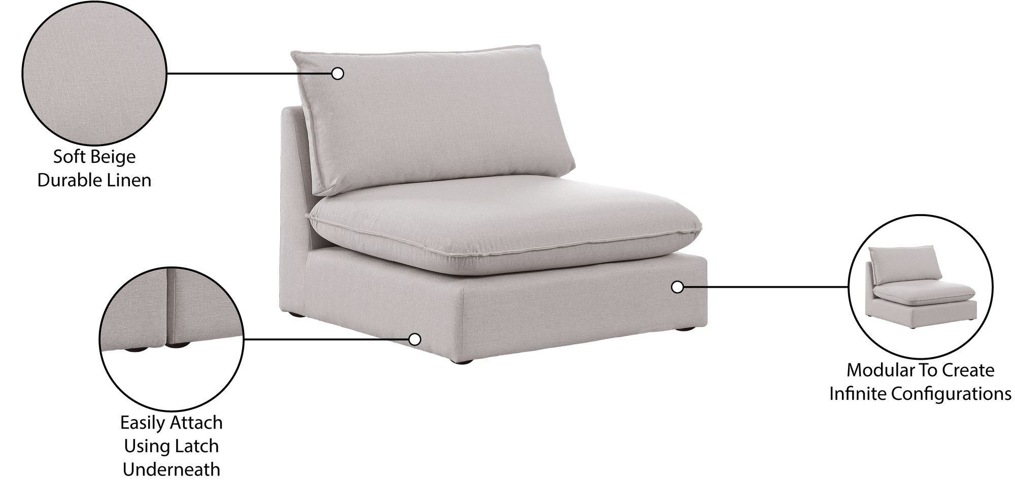 Mackenzie Modular Linen Armless Chair