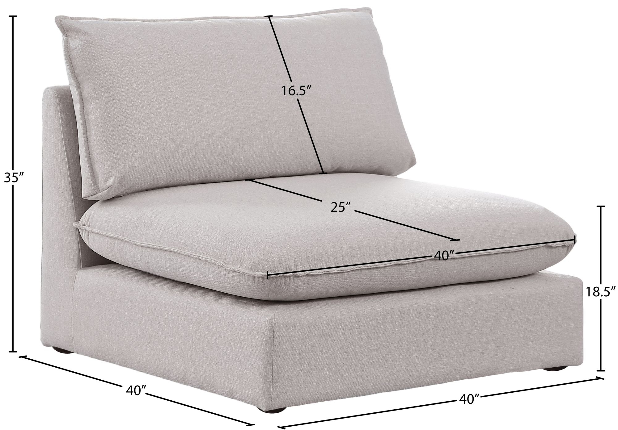 Mackenzie Modular Linen Armless Chair