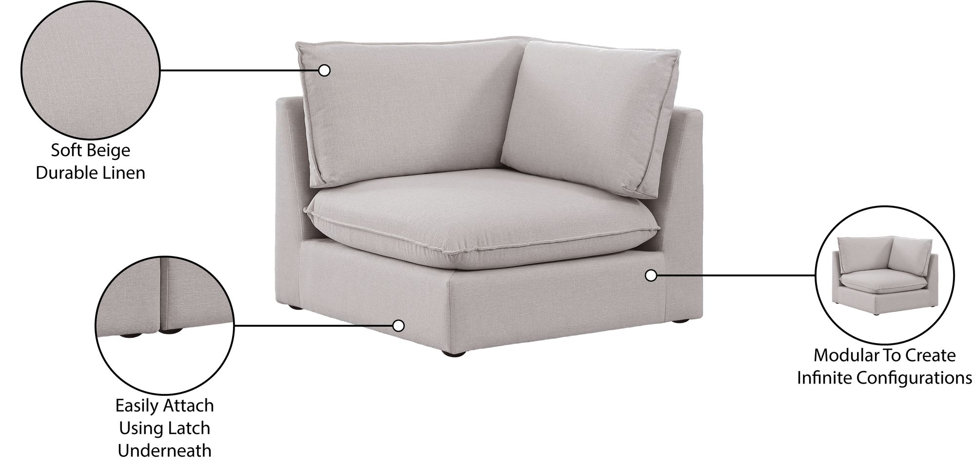 Mackenzie Modular Linen Corner Chair