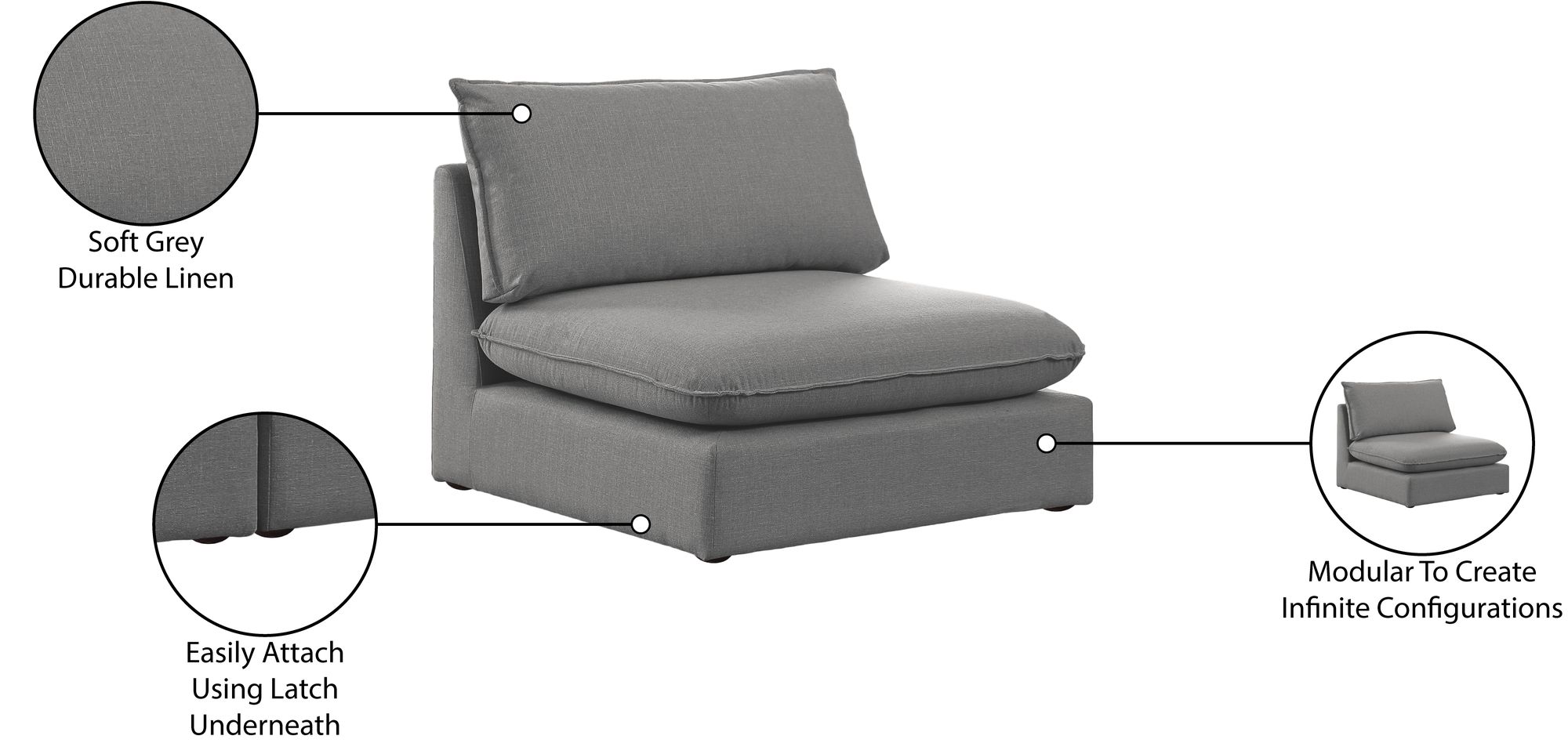 Mackenzie Modular Linen Armless Chair