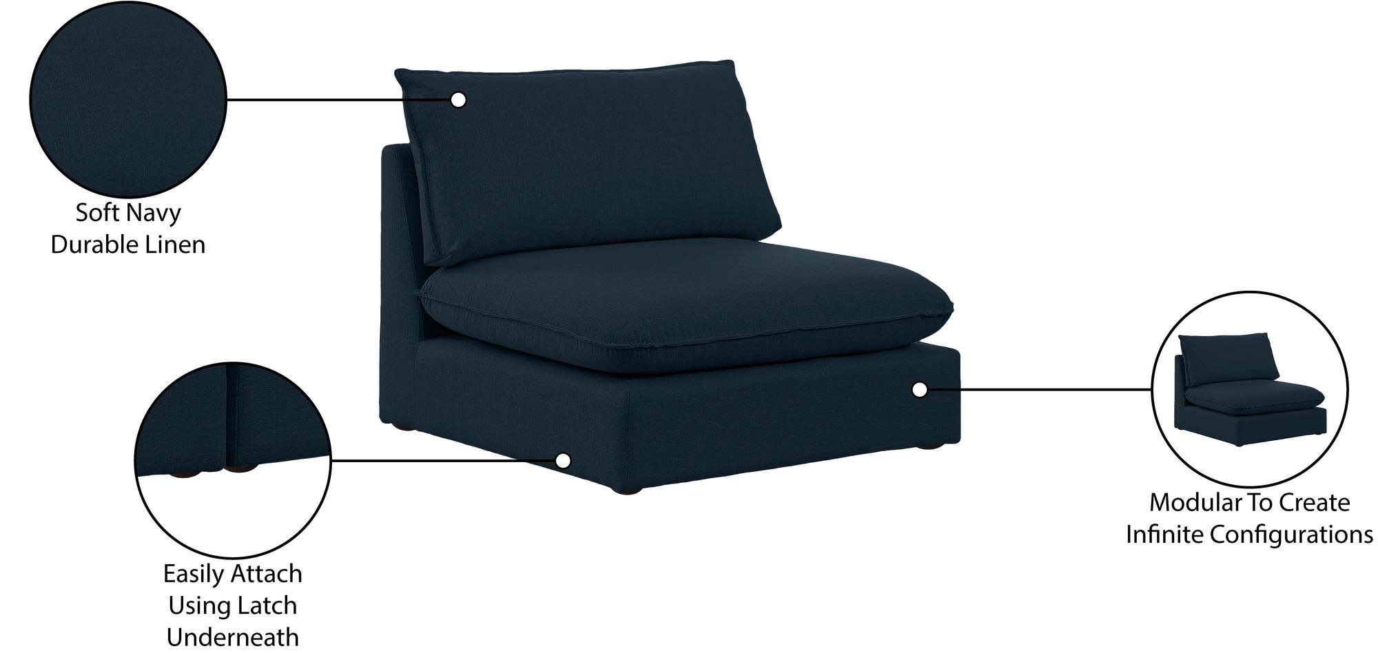 Mackenzie Modular Linen Armless Chair
