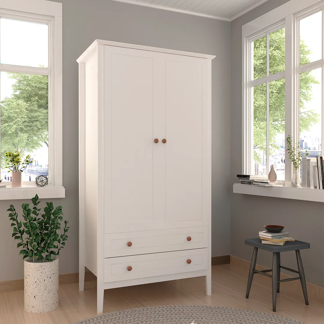 Crown Full Wardrobe w/Hanging & 2 Drawers 