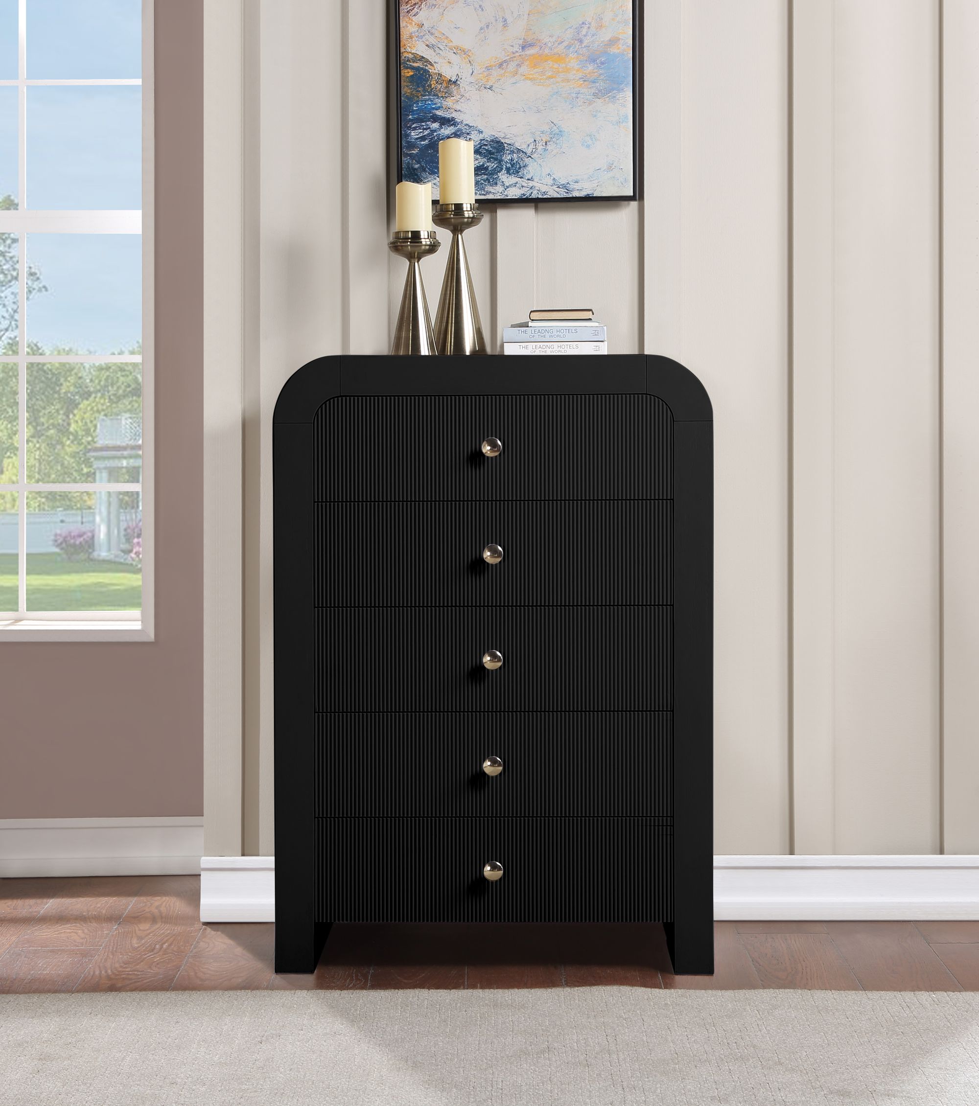 Artisto 5-Drawer Wood Chest