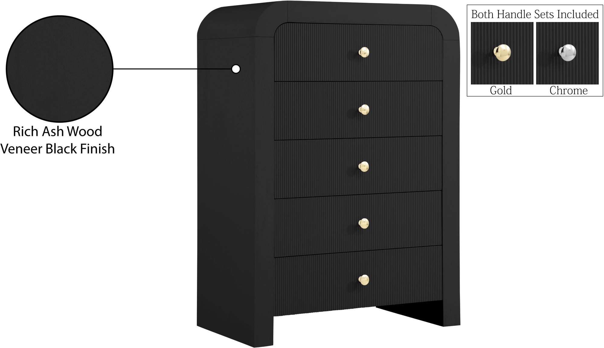 Artisto 5-Drawer Wood Chest